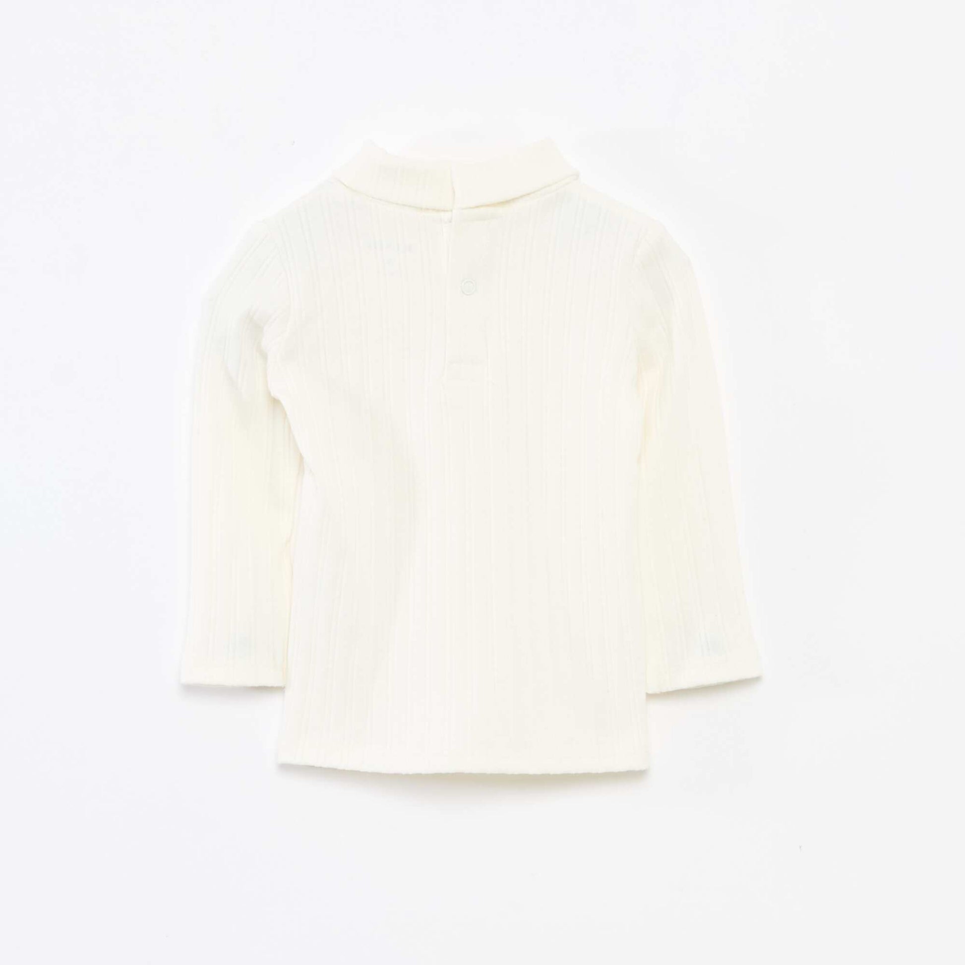 Sous pull en maille côtelée avec fleurs fantaisie en coton BLANC