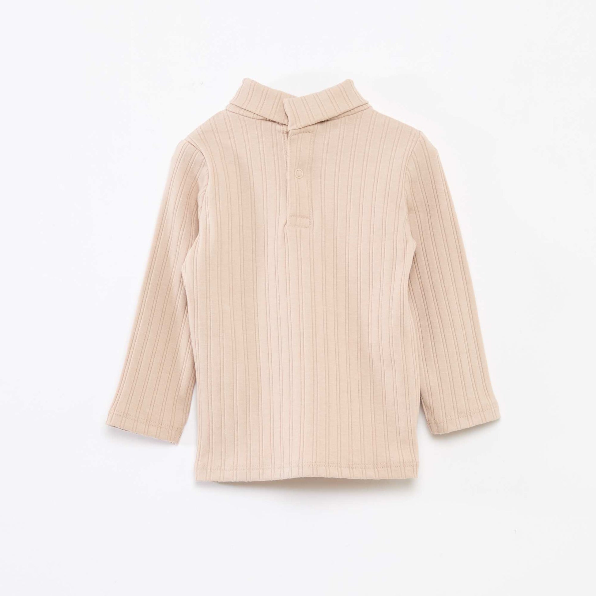 Sous pull en maille côtelée avec fleurs fantaisie en coton BEIGE
