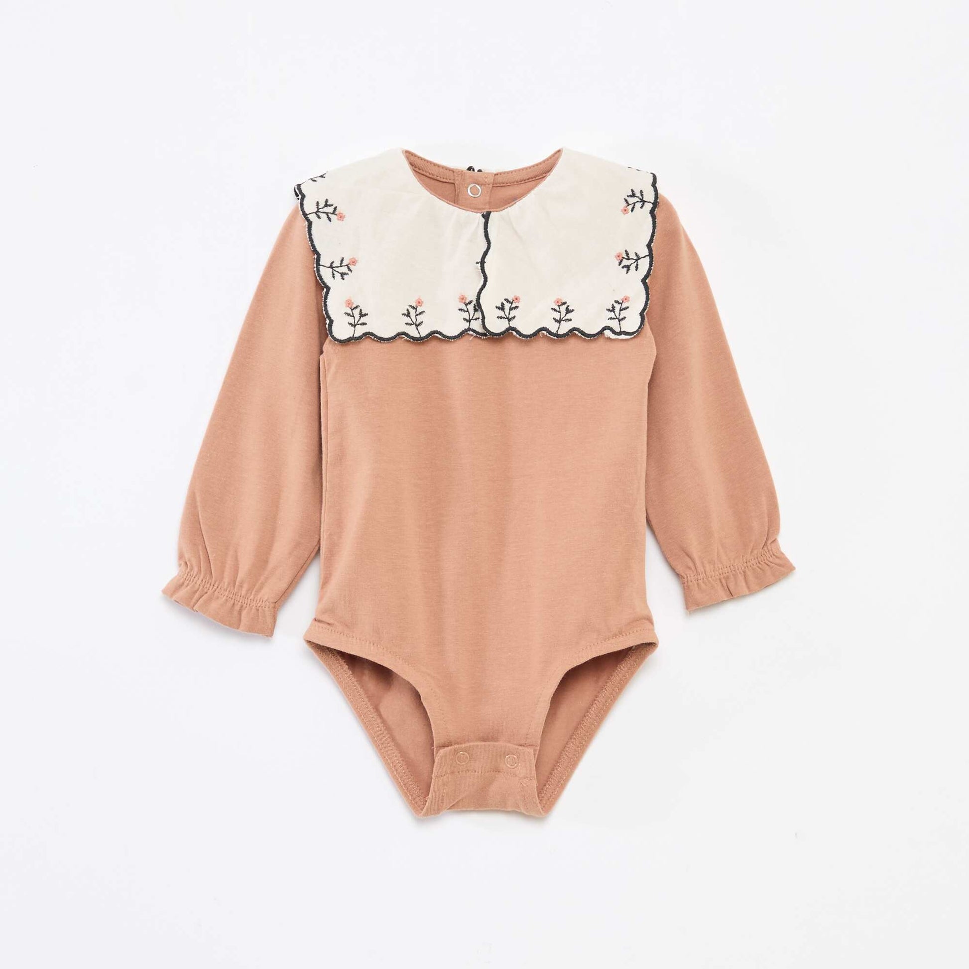 Body manches longues en jersey coton MARRON