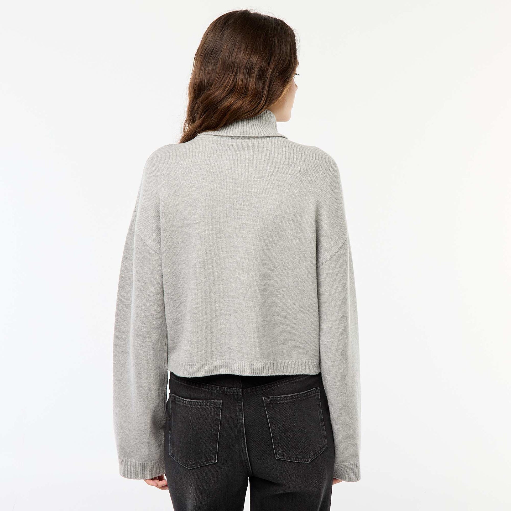 Pull col roulé uni GRIS
