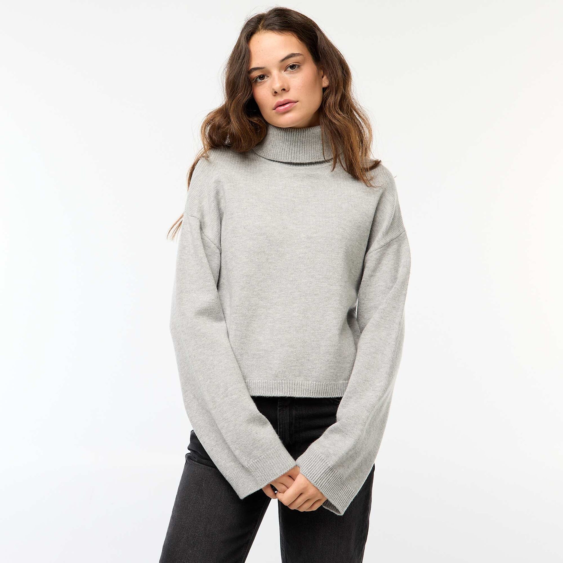 Pull col roulé uni GRIS