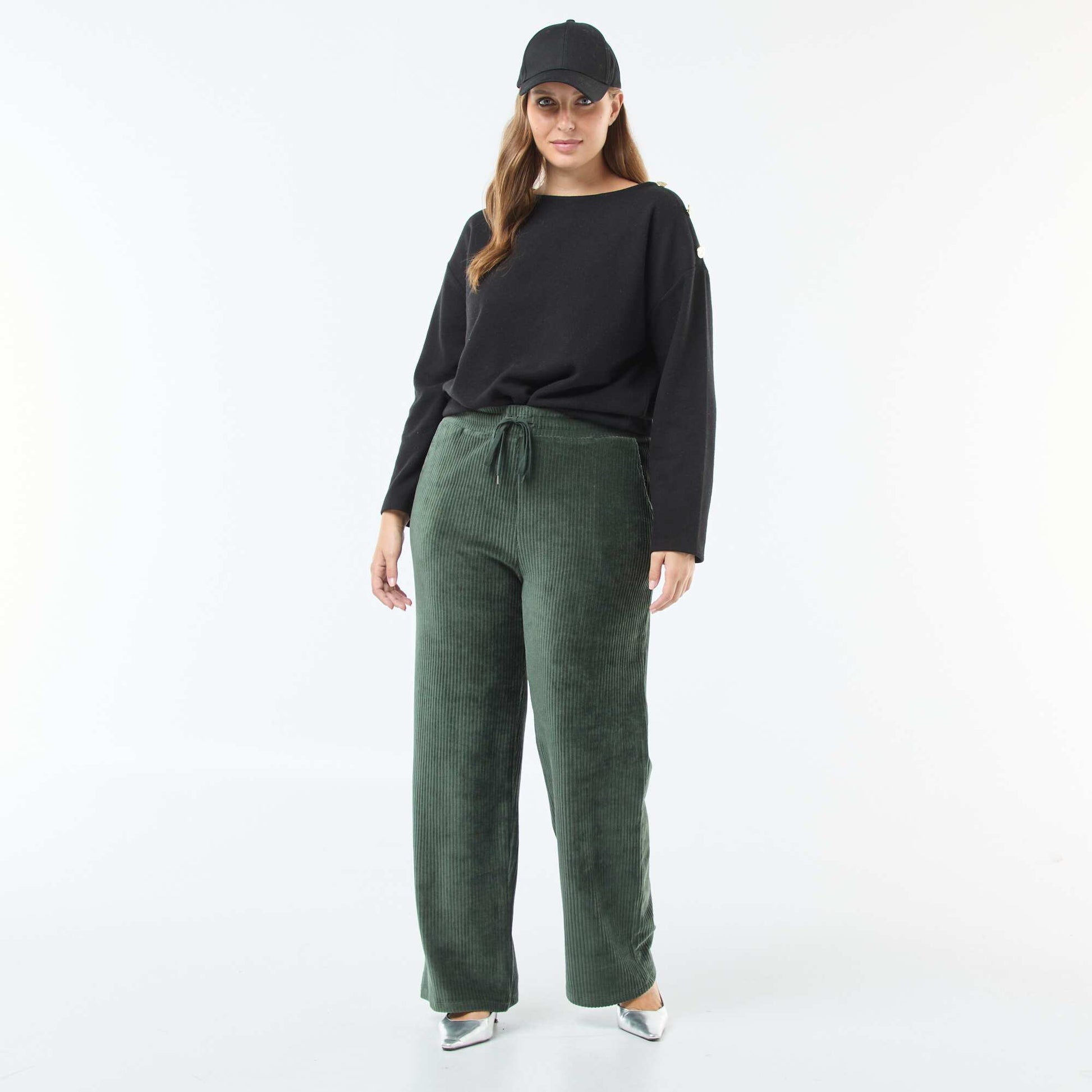 Tee-shirt maille doudou avec boutons dorés NOIR