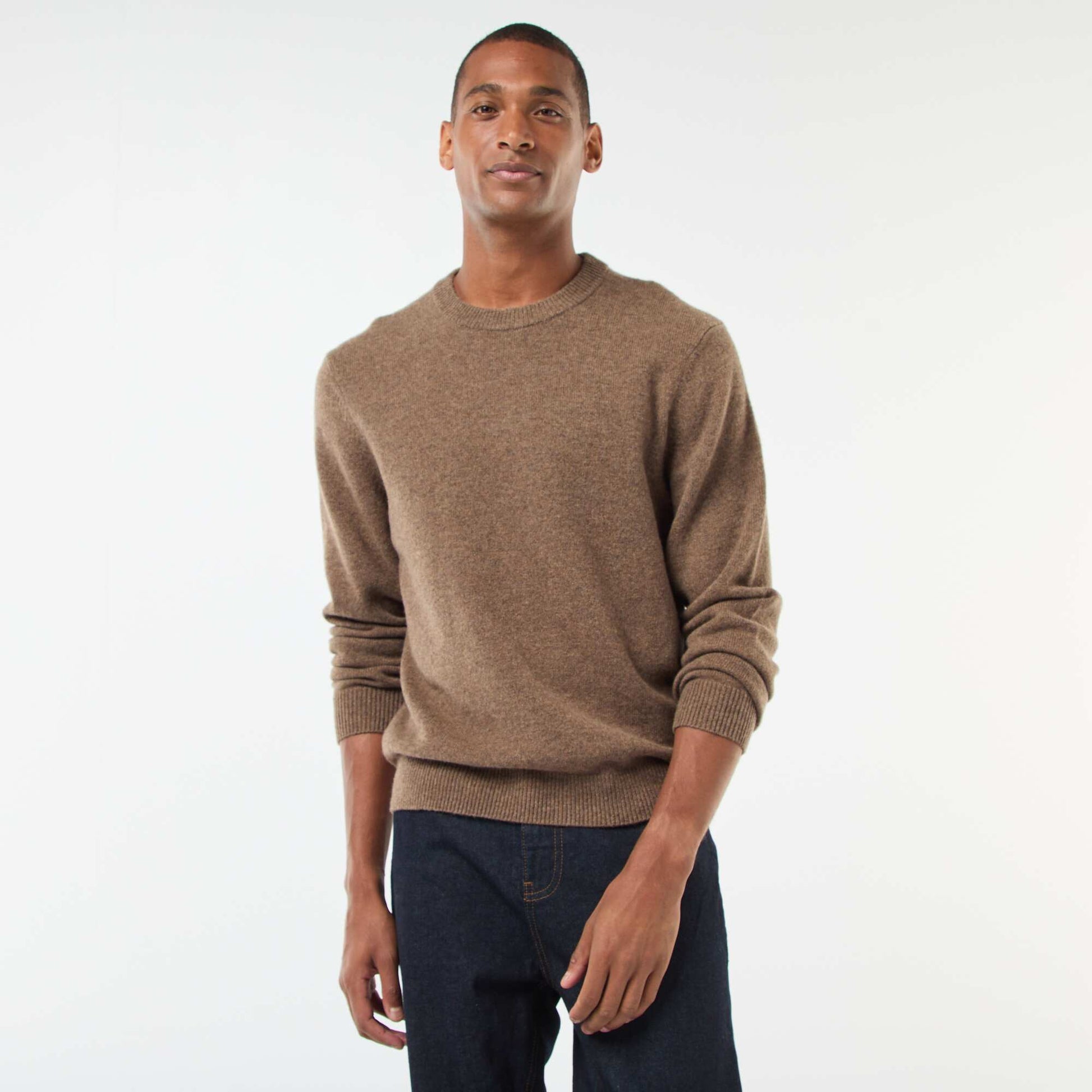 Pull en laine à col rond BEIGE