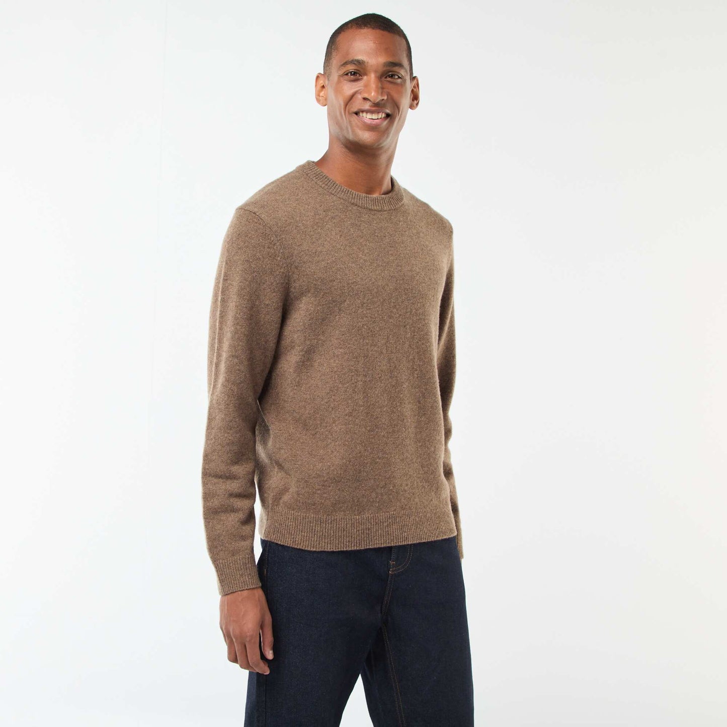 Pull en laine à col rond BEIGE