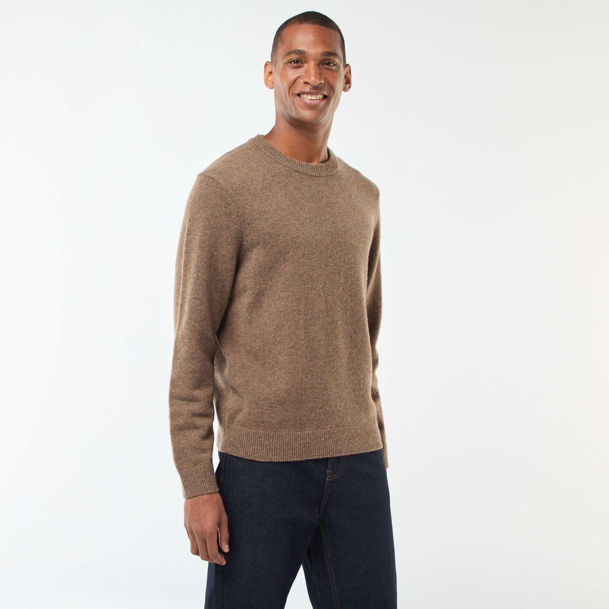 Pull en laine à col rond BEIGE