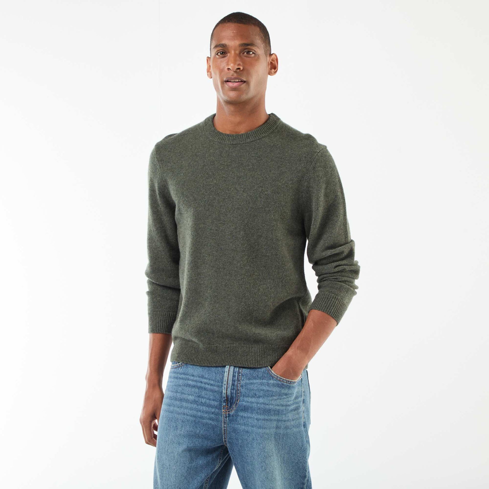 Pull en laine à col rond BLEU