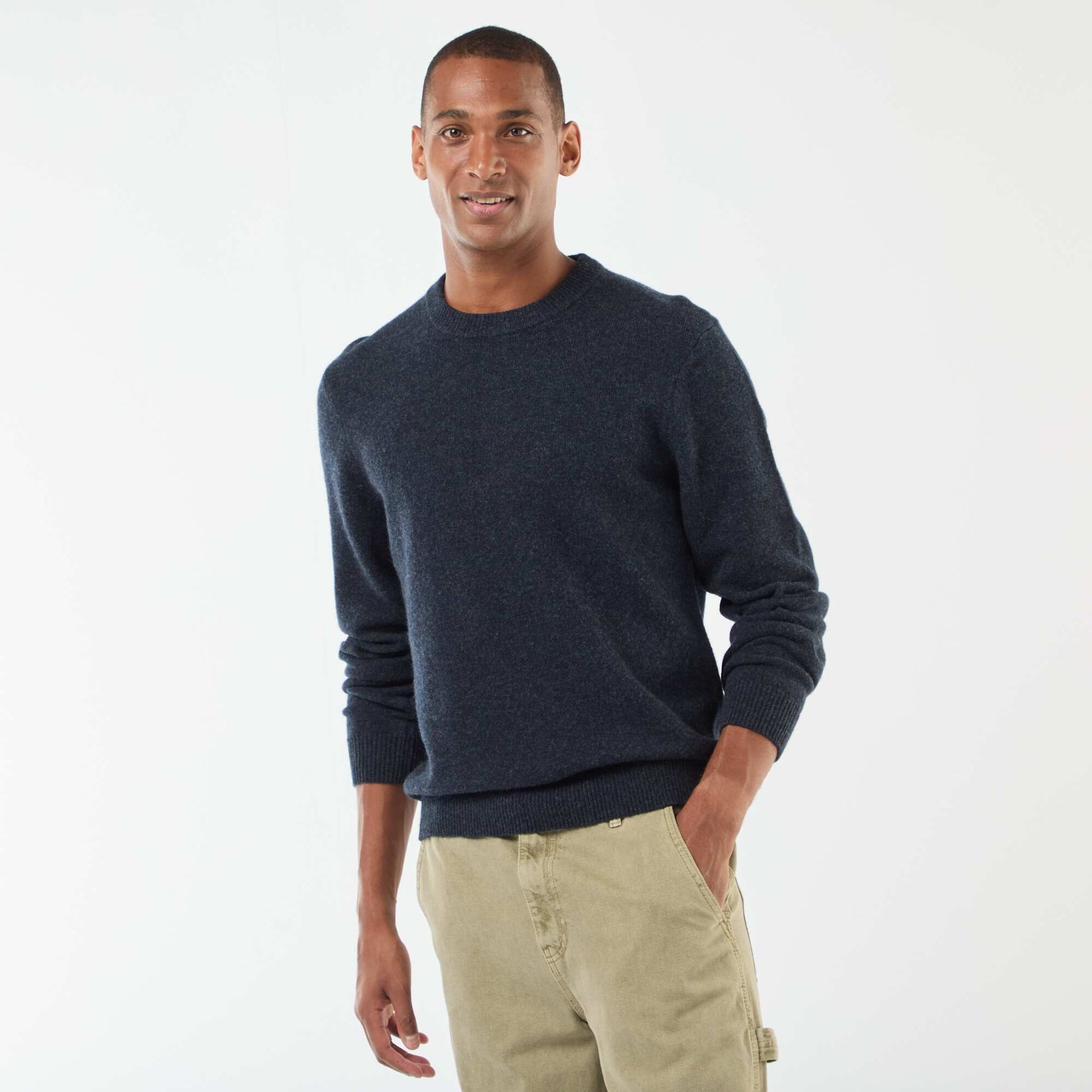 Pull en laine à col rond BLEU