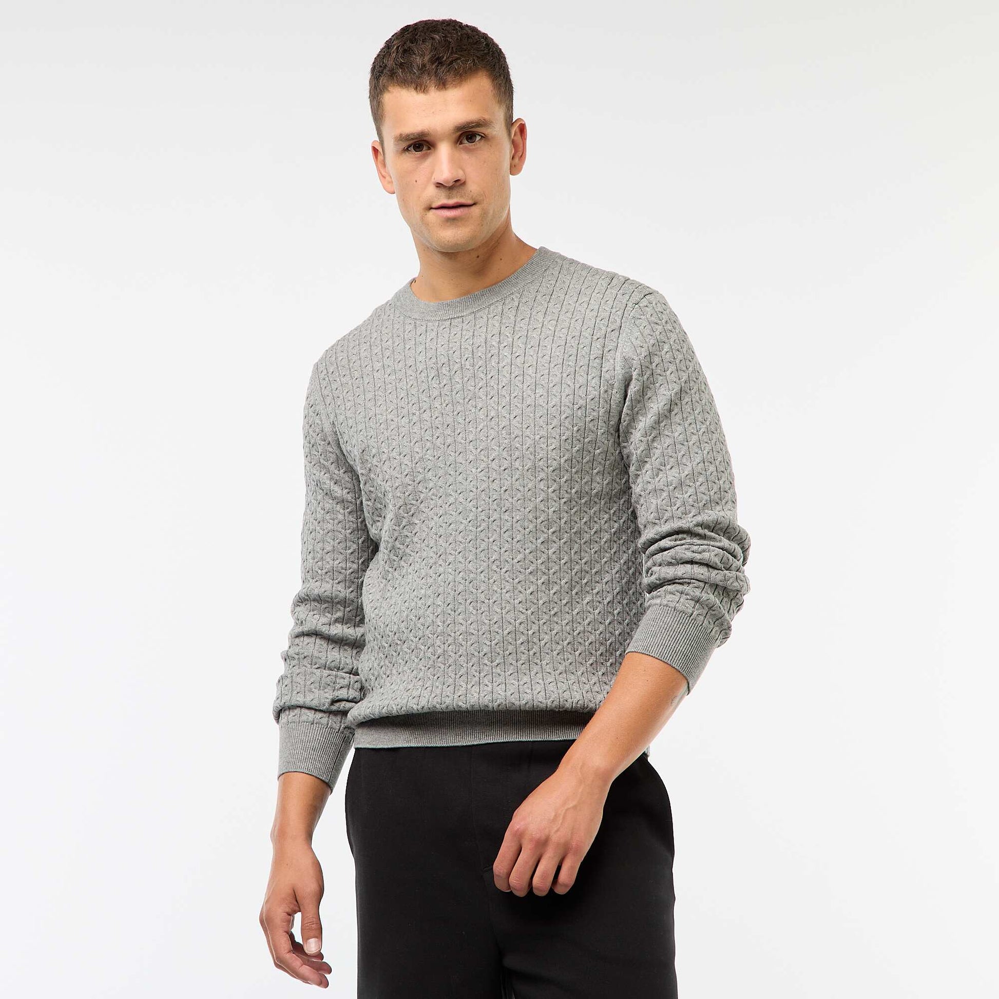 Pull col rond mini torsade uni GRIS