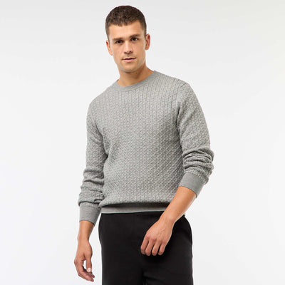 Pull col rond mini torsade uni GRIS