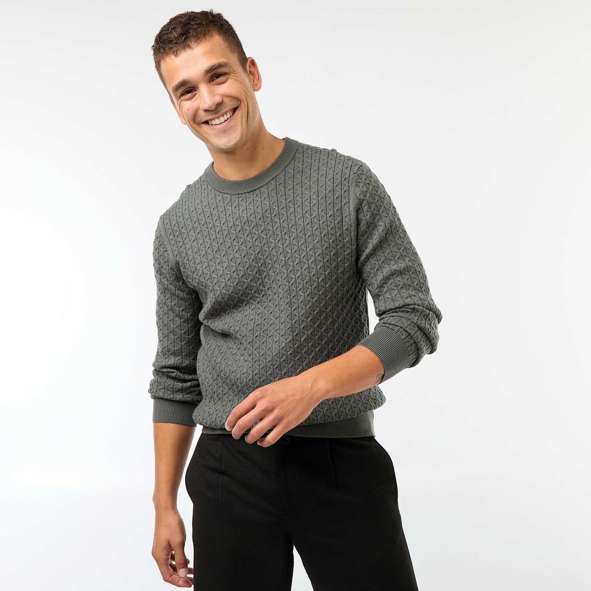 Pull col rond mini torsade uni KAKI