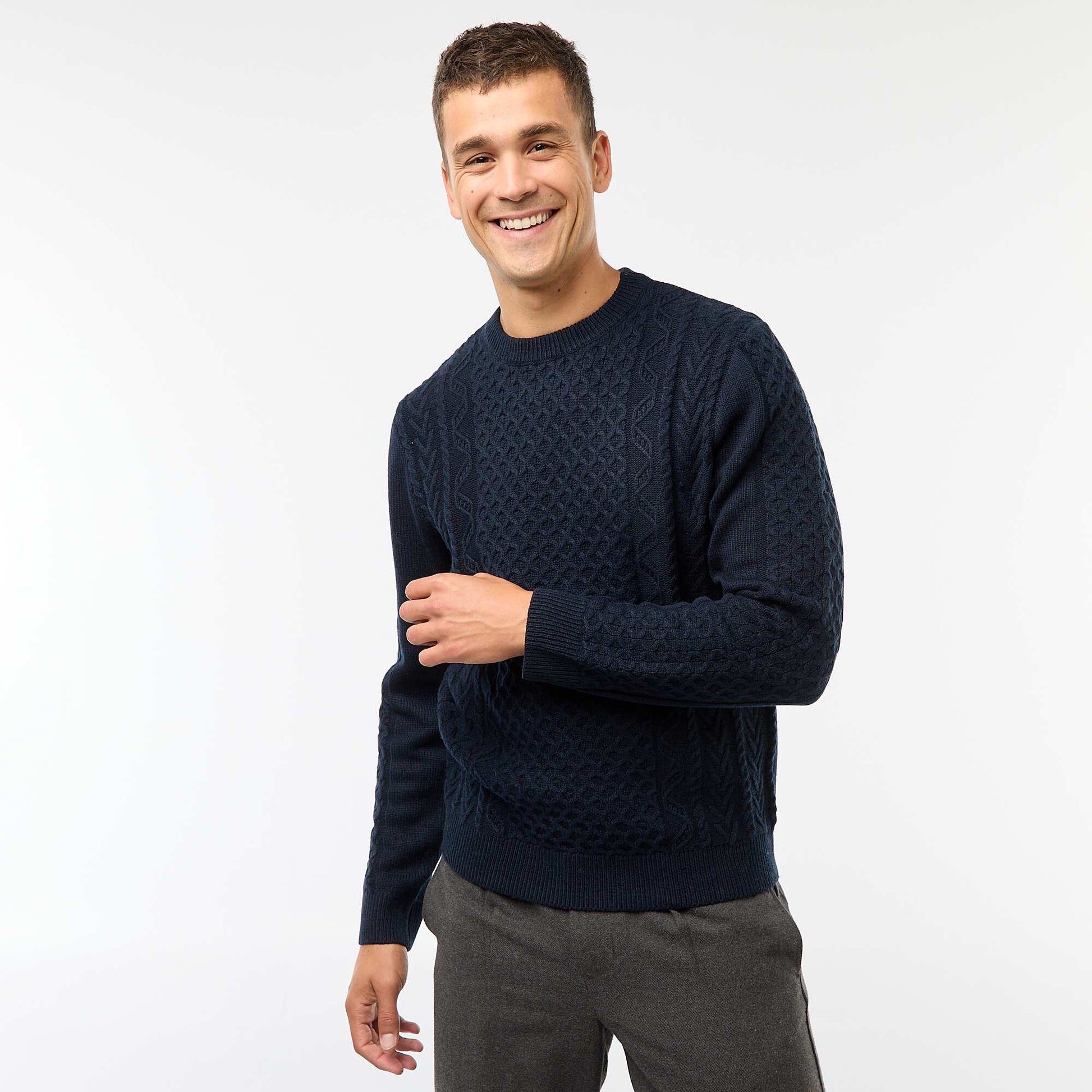 Pull grosse torsade uni BLEU