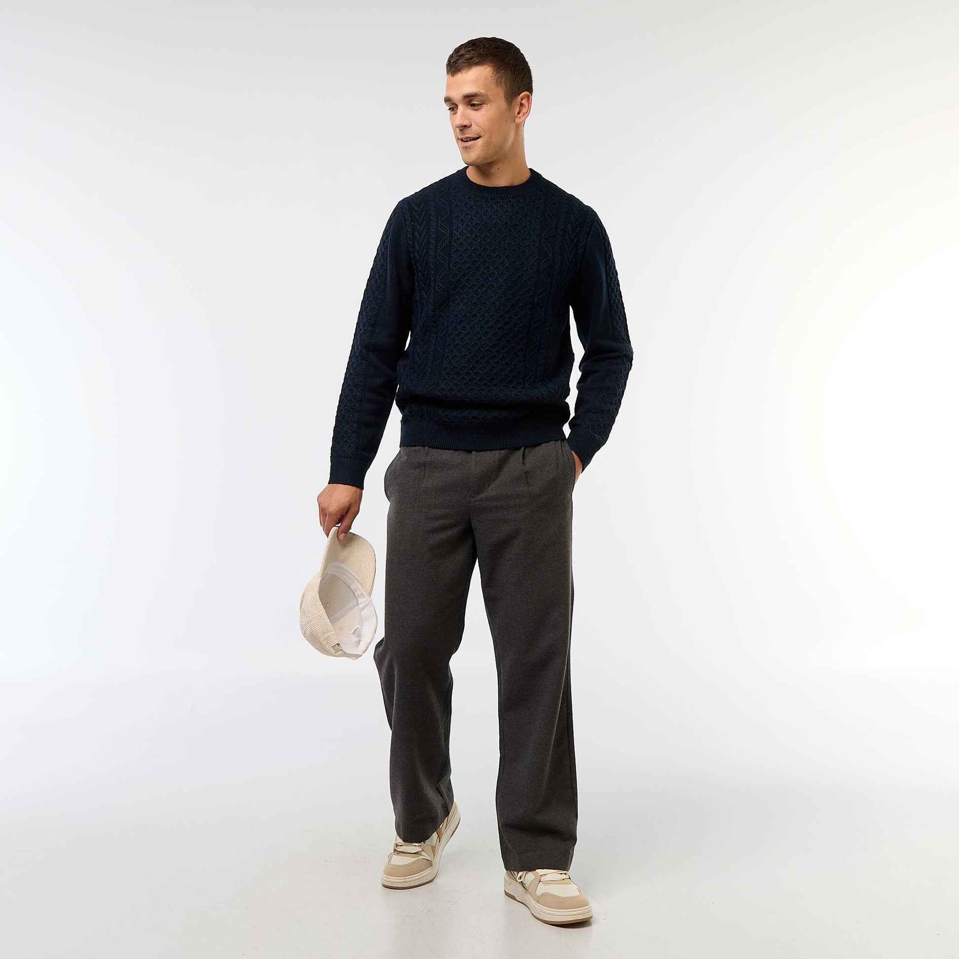 Pull grosse torsade uni BLEU