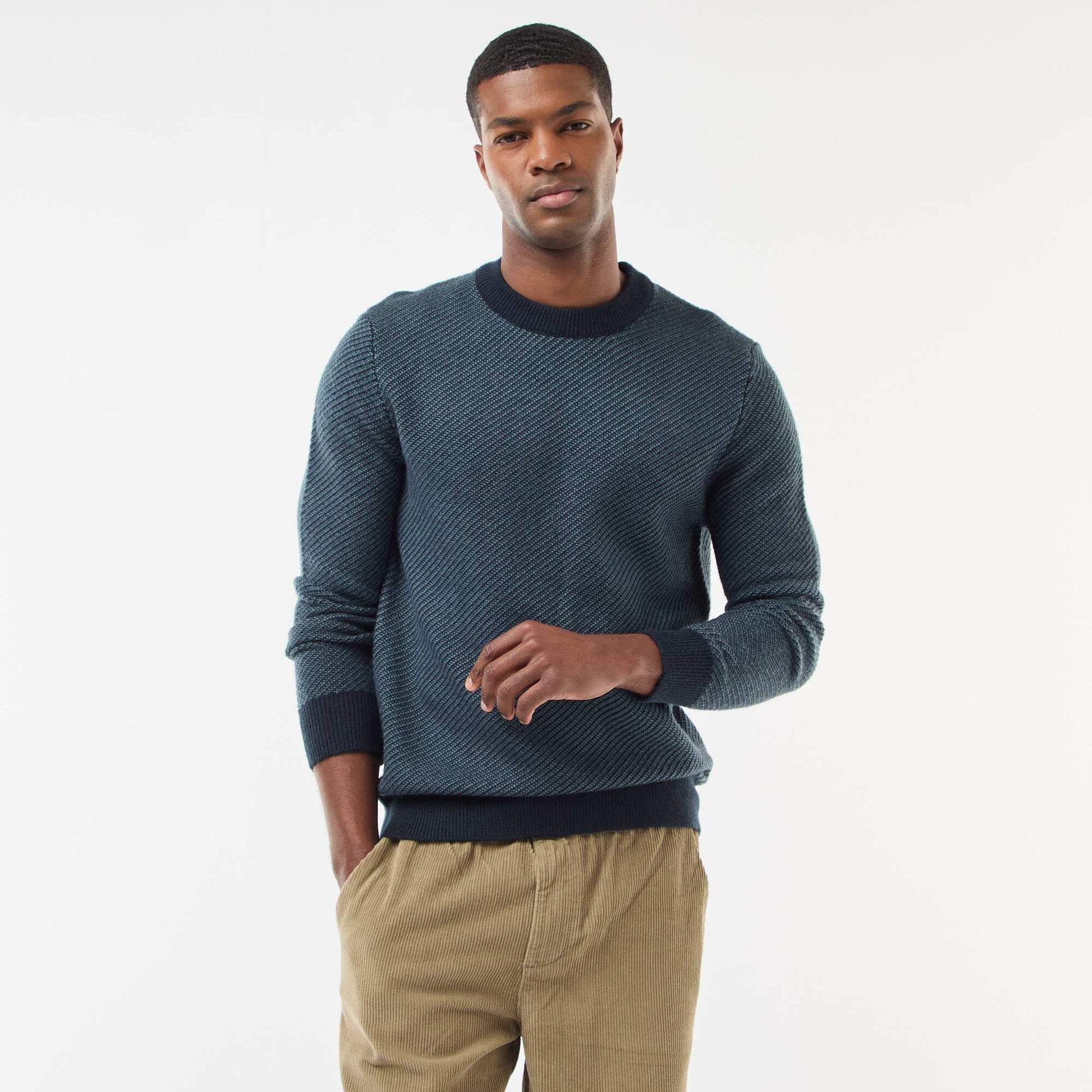 Pull en maille fantaisie col rond BLEU