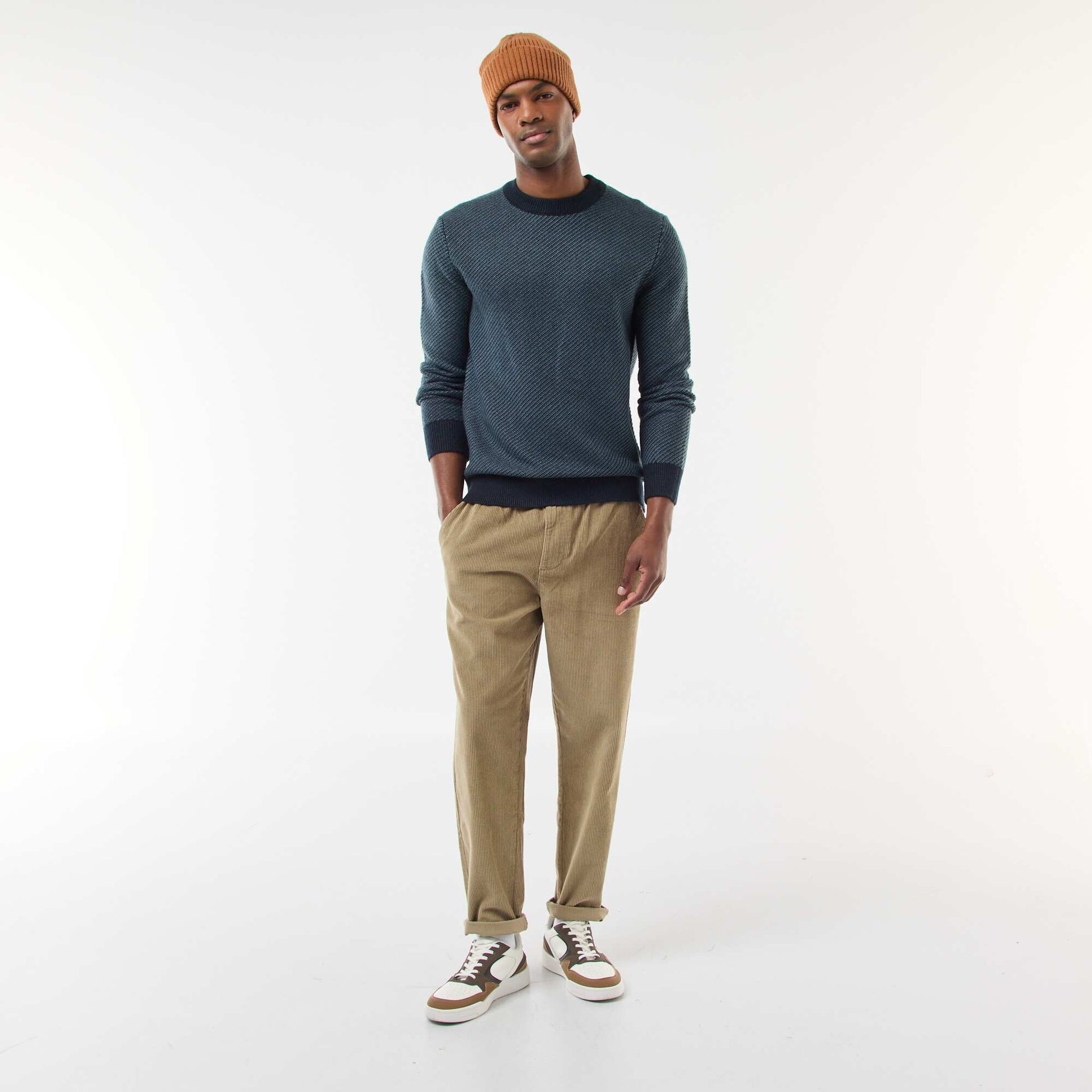 Pull en maille fantaisie col rond BLEU