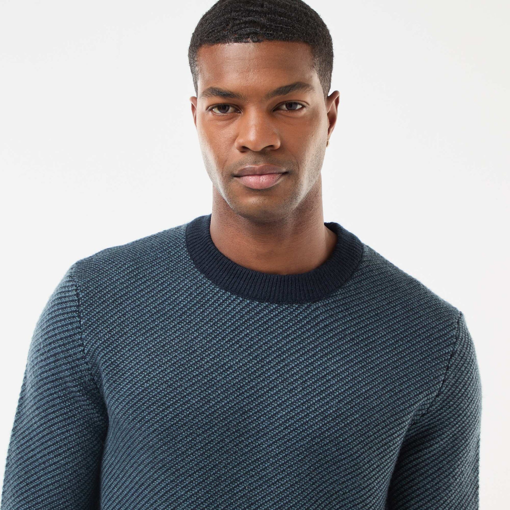 Pull en maille fantaisie col rond BLEU