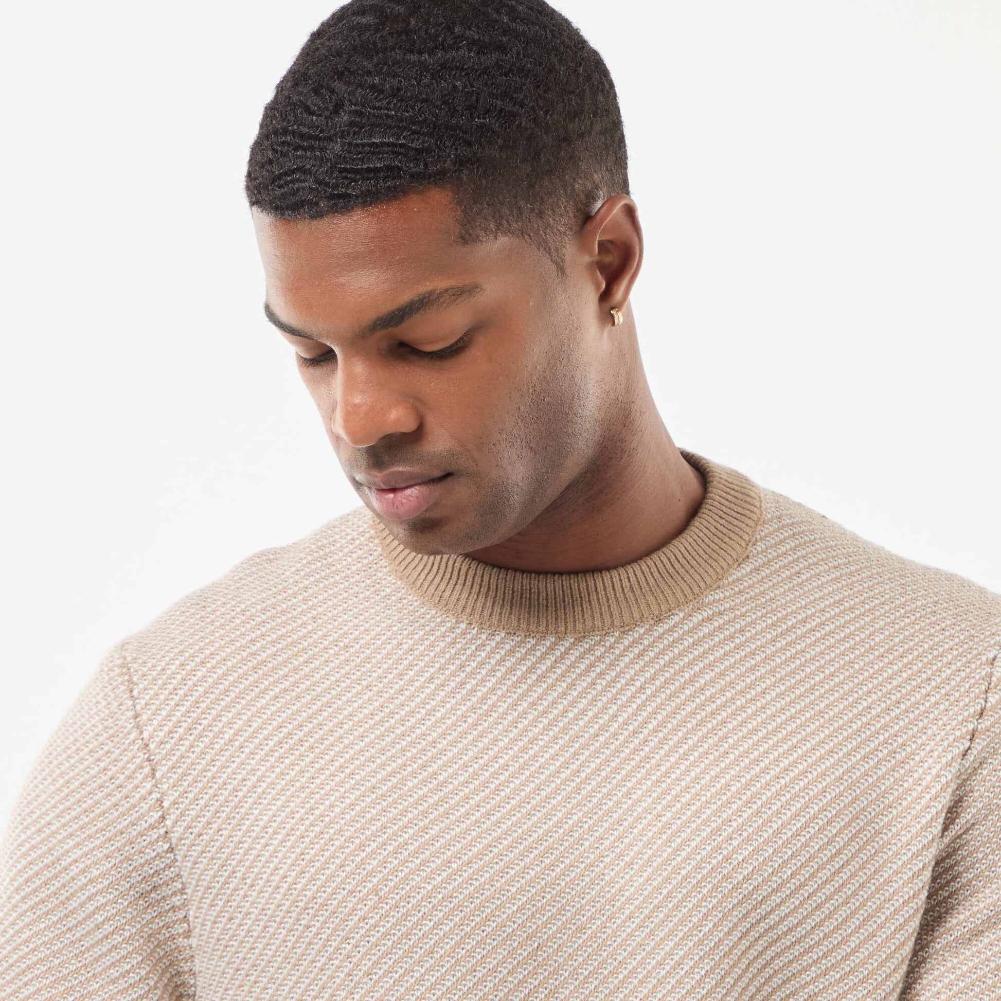 Pull en maille fantaisie col rond BEIGE