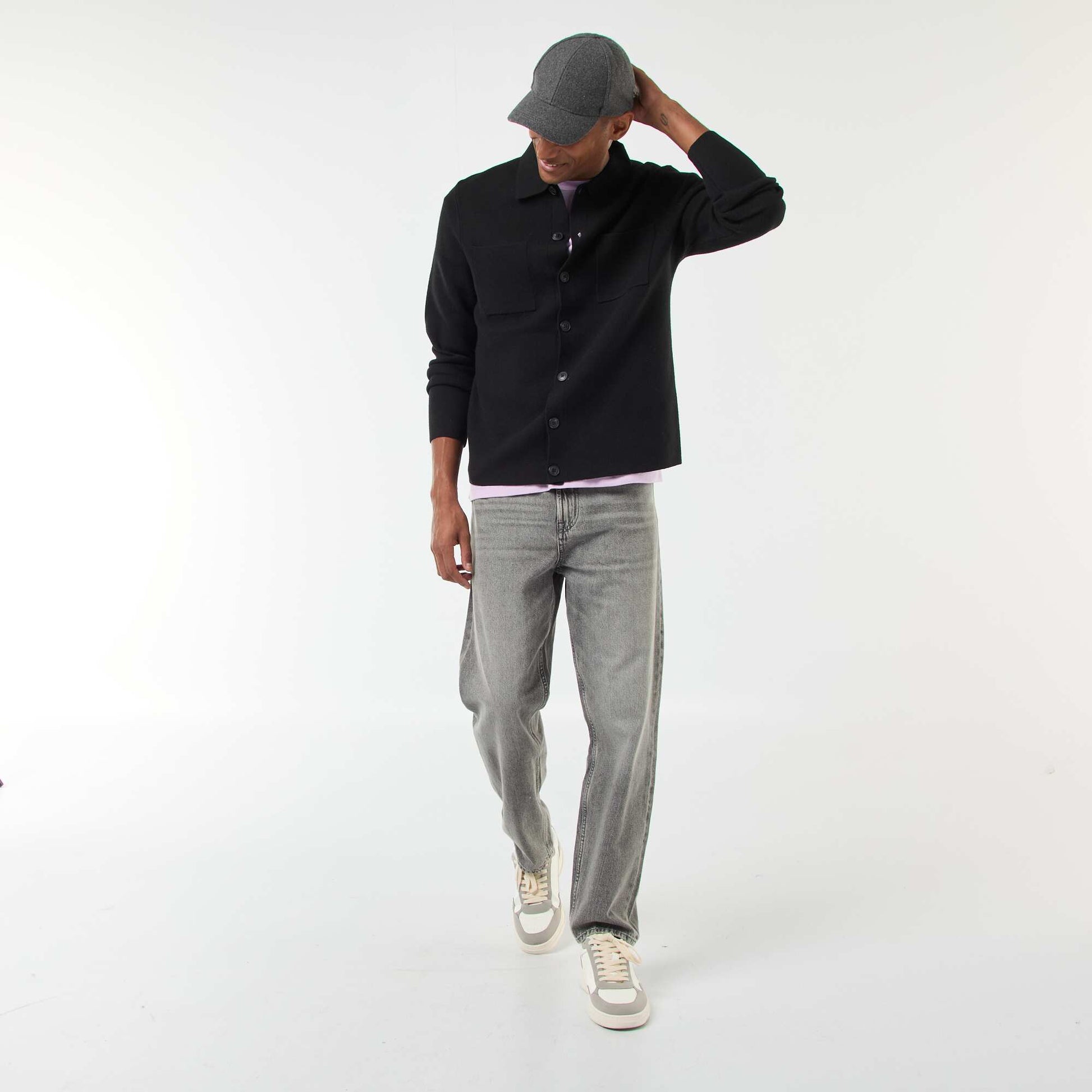 Gilet en maille fine jauge NOIR