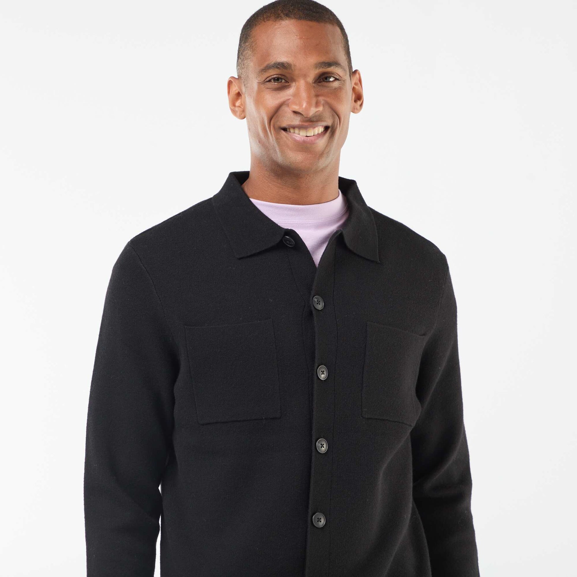 Gilet en maille fine jauge NOIR