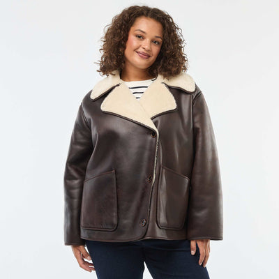 Blouson style aviateur avec doublure en fausse fourrure MARRON