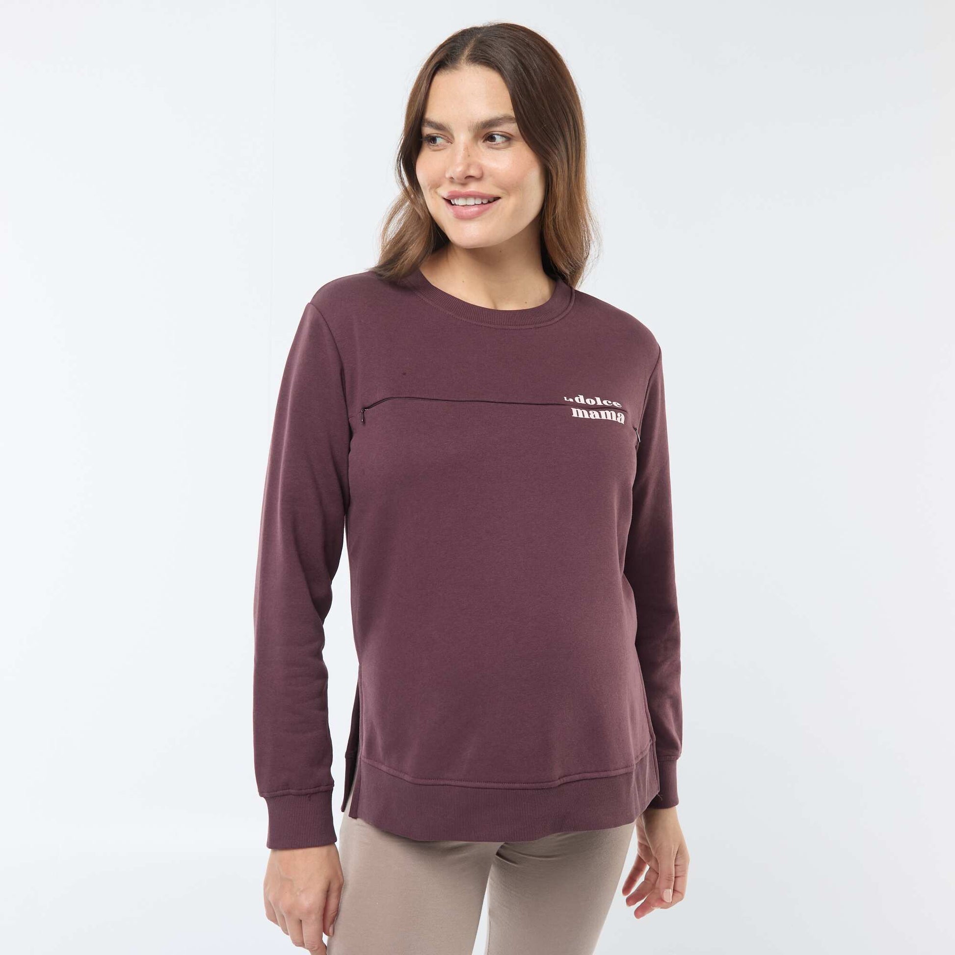 Sweat d'allaitement à message MARRON