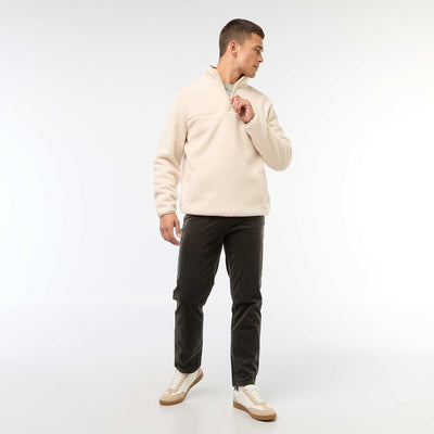 Pantalon regular fit en velours uni GRIS FONCé