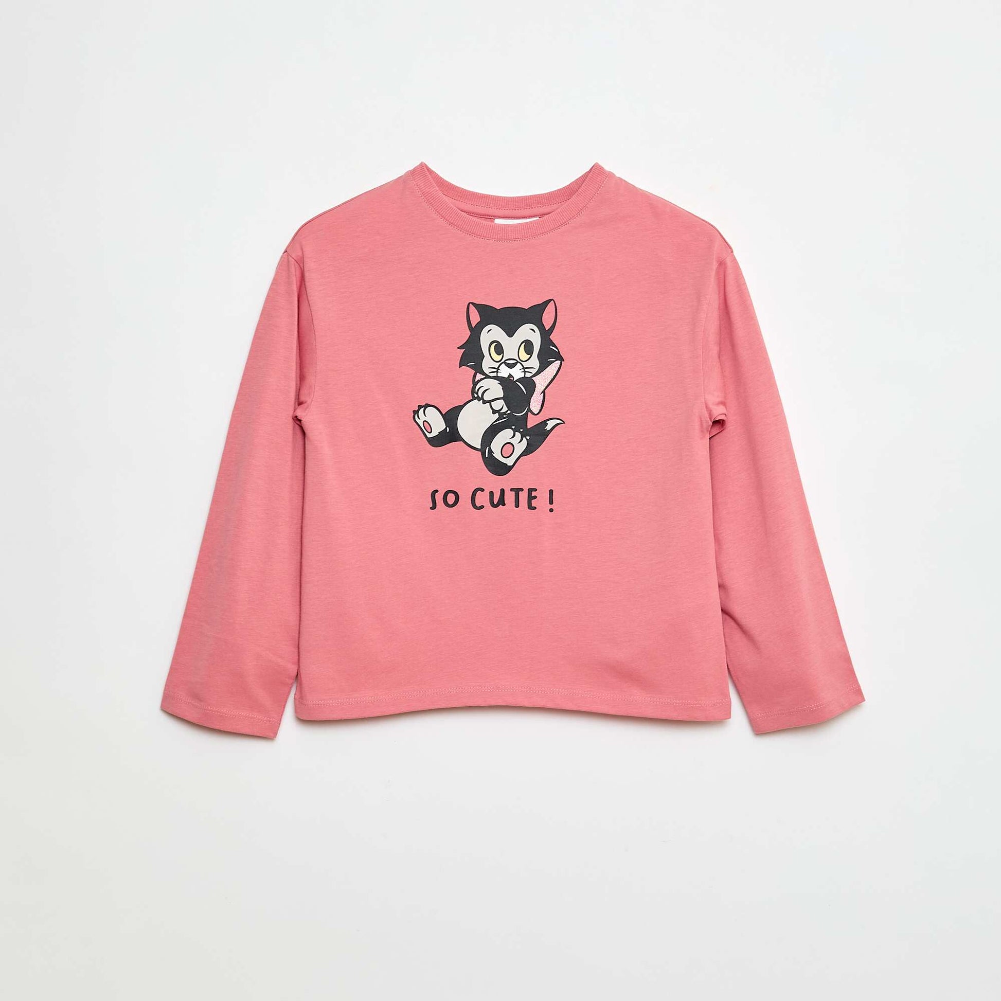 T-shirt imprimé 'Disney' 'Figaro' en jersey coton ROSE