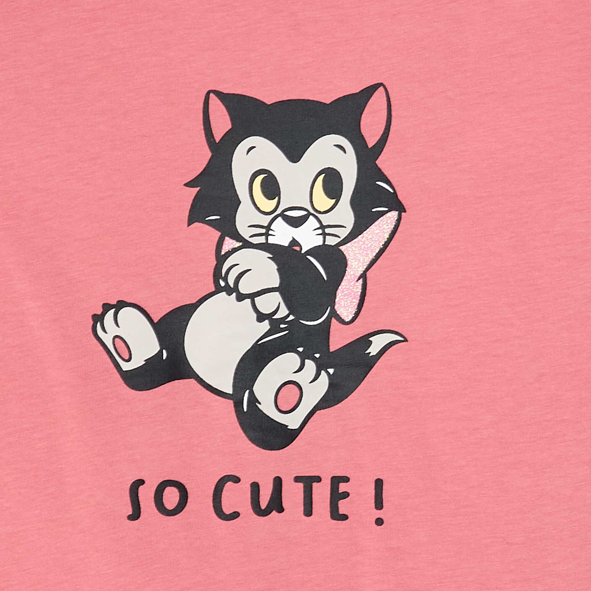 T-shirt imprimé 'Disney' 'Figaro' en jersey coton ROSE