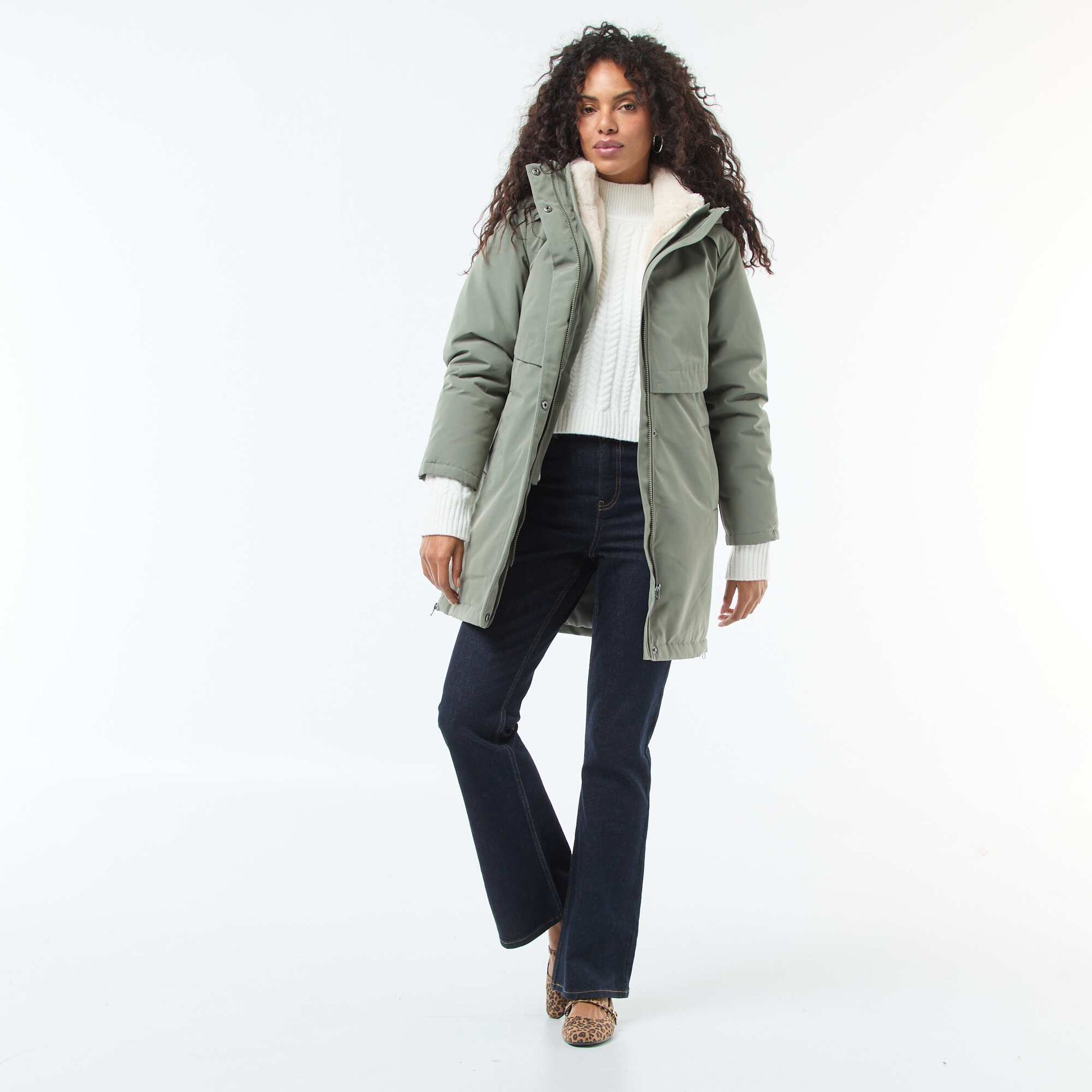 Parka 3-en-1 déperlante avec doublure chaude amovible VERT