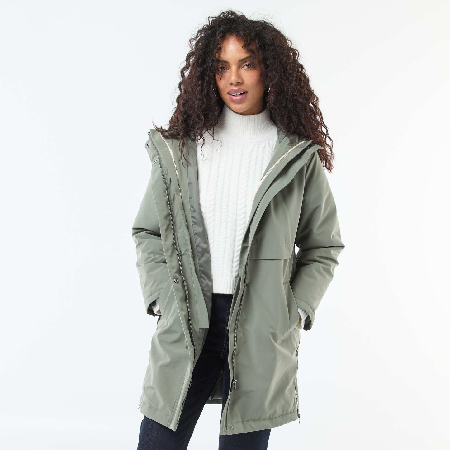 Parka 3-en-1 déperlante avec doublure chaude amovible VERT