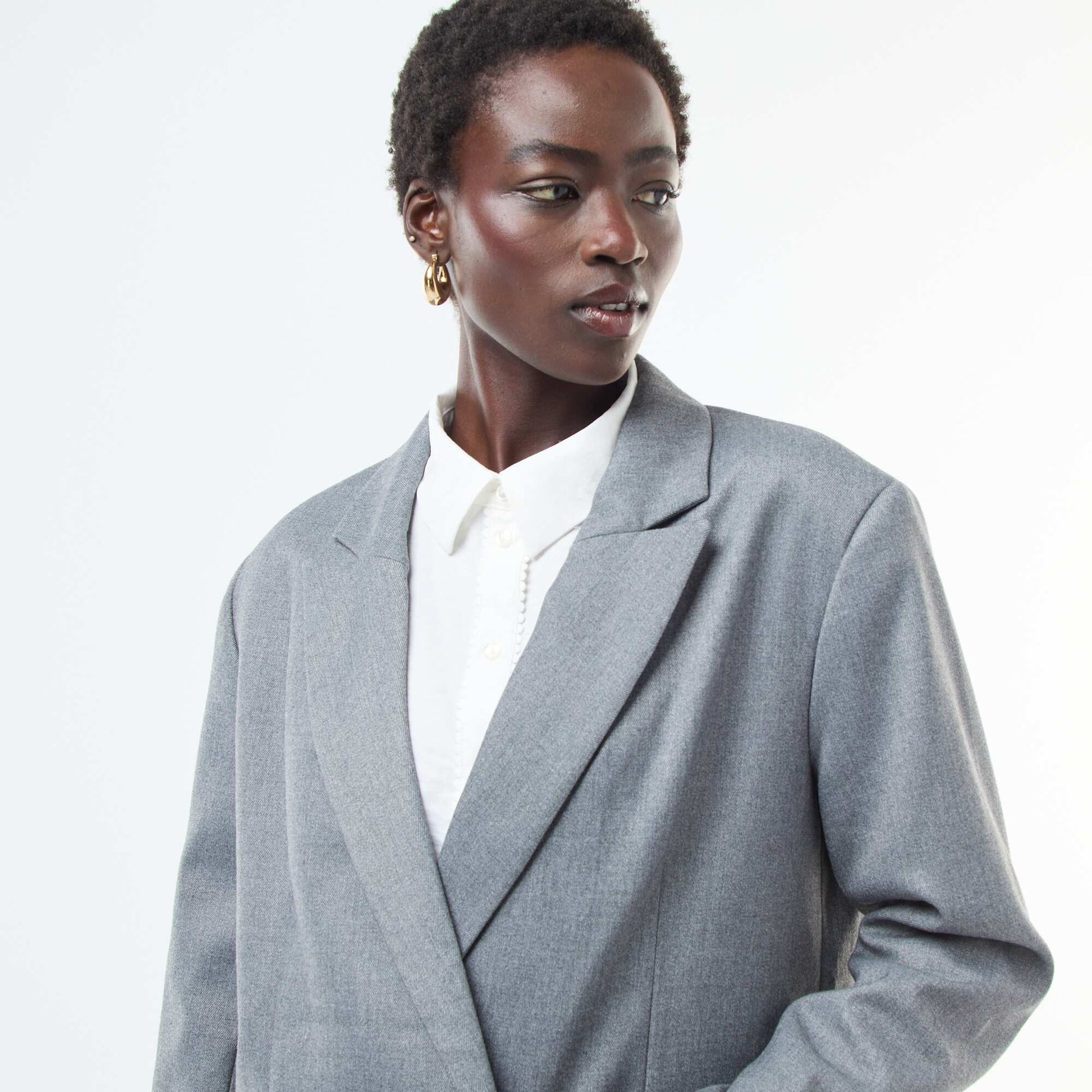 Veste de tailleur oversize en flanelle GRIS CLAIR