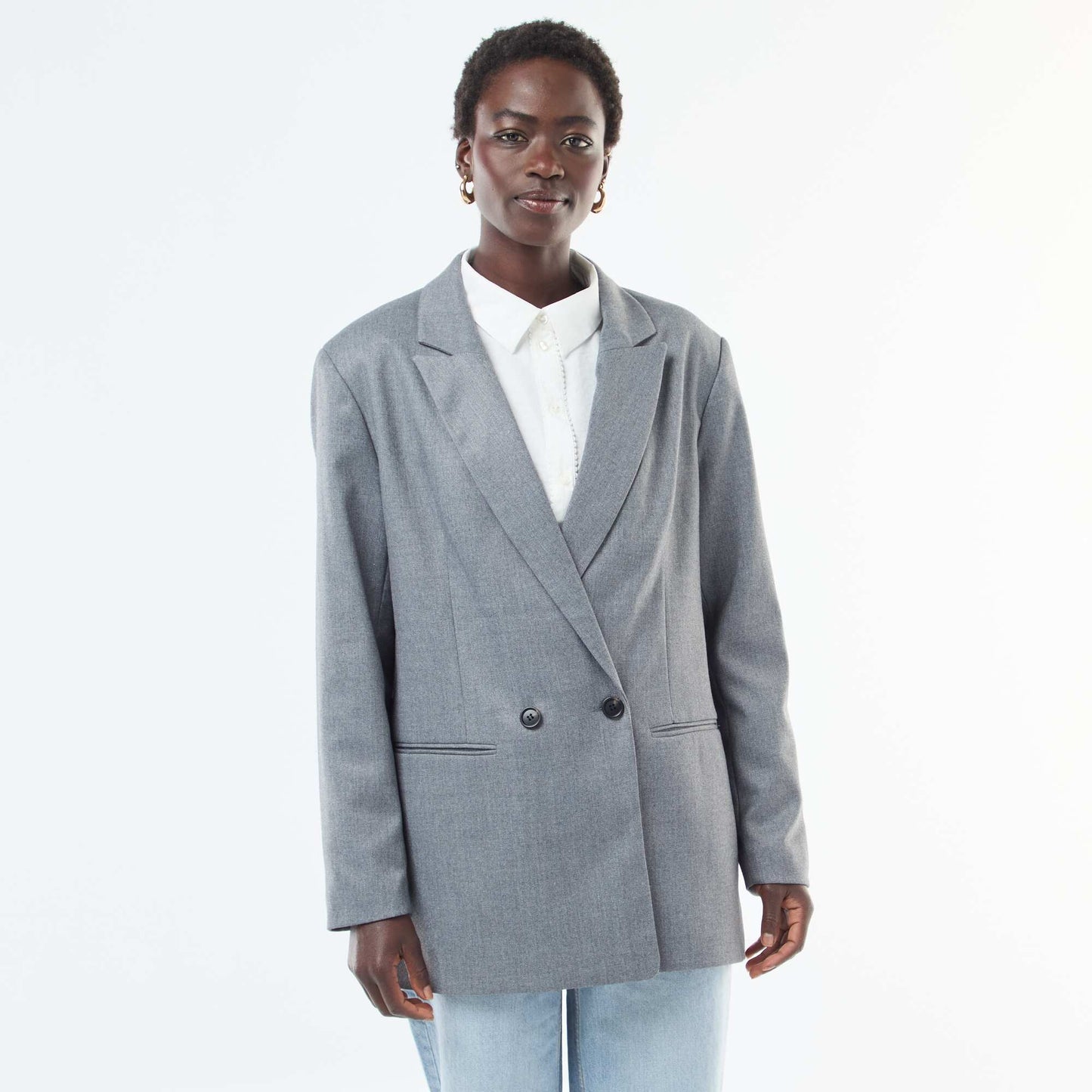 Veste de tailleur oversize en flanelle GRIS CLAIR