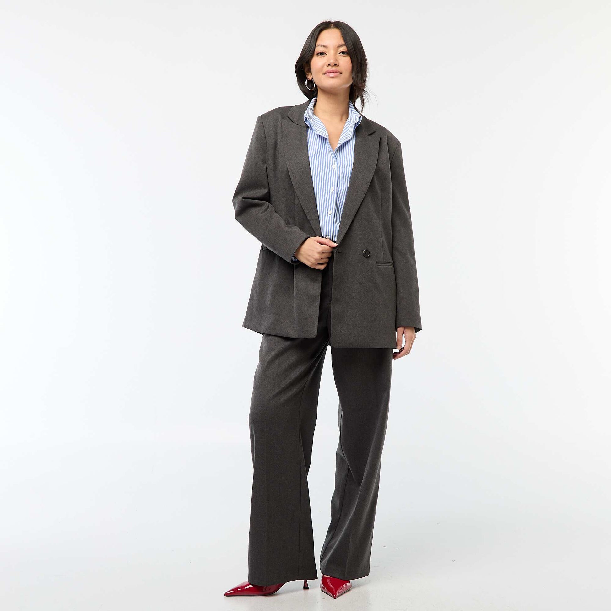 Veste de tailleur oversize en flanelle GRIS FONCé