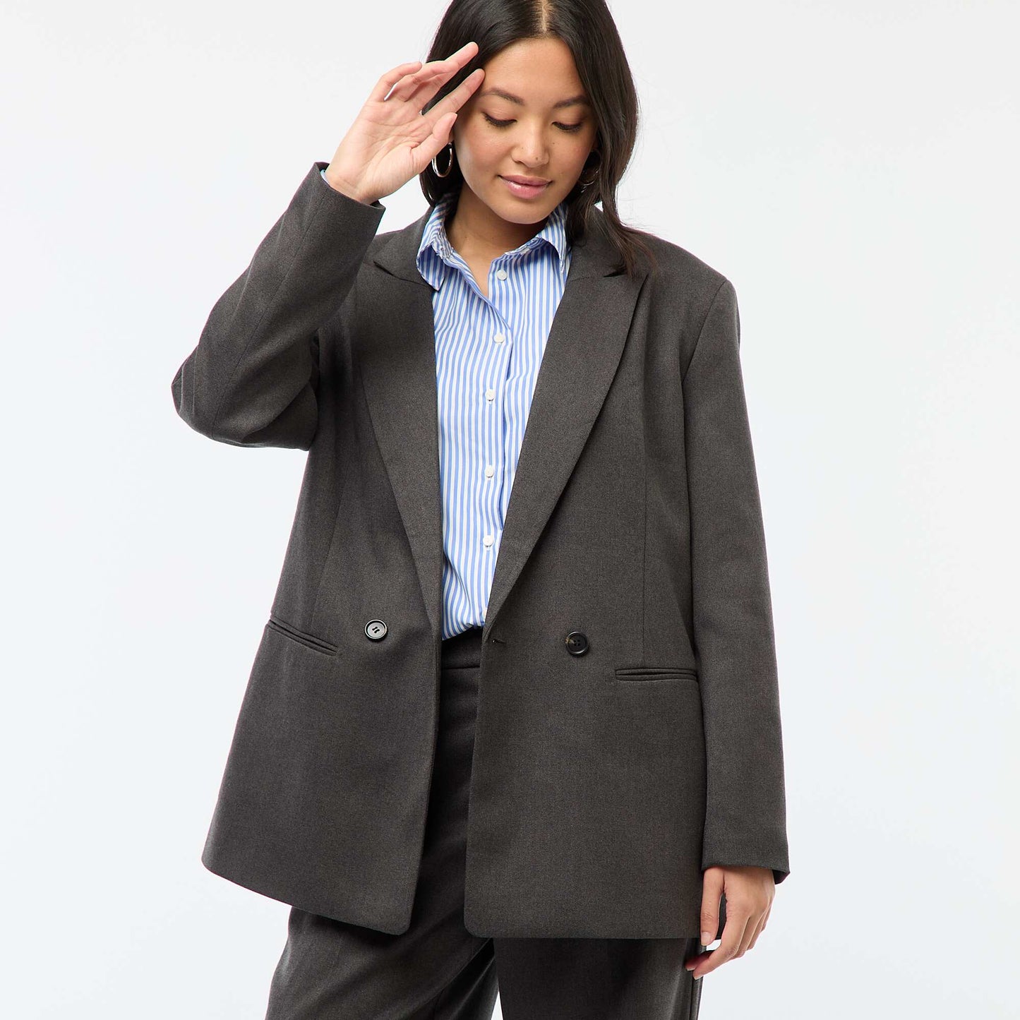 Veste de tailleur oversize en flanelle GRIS FONCé