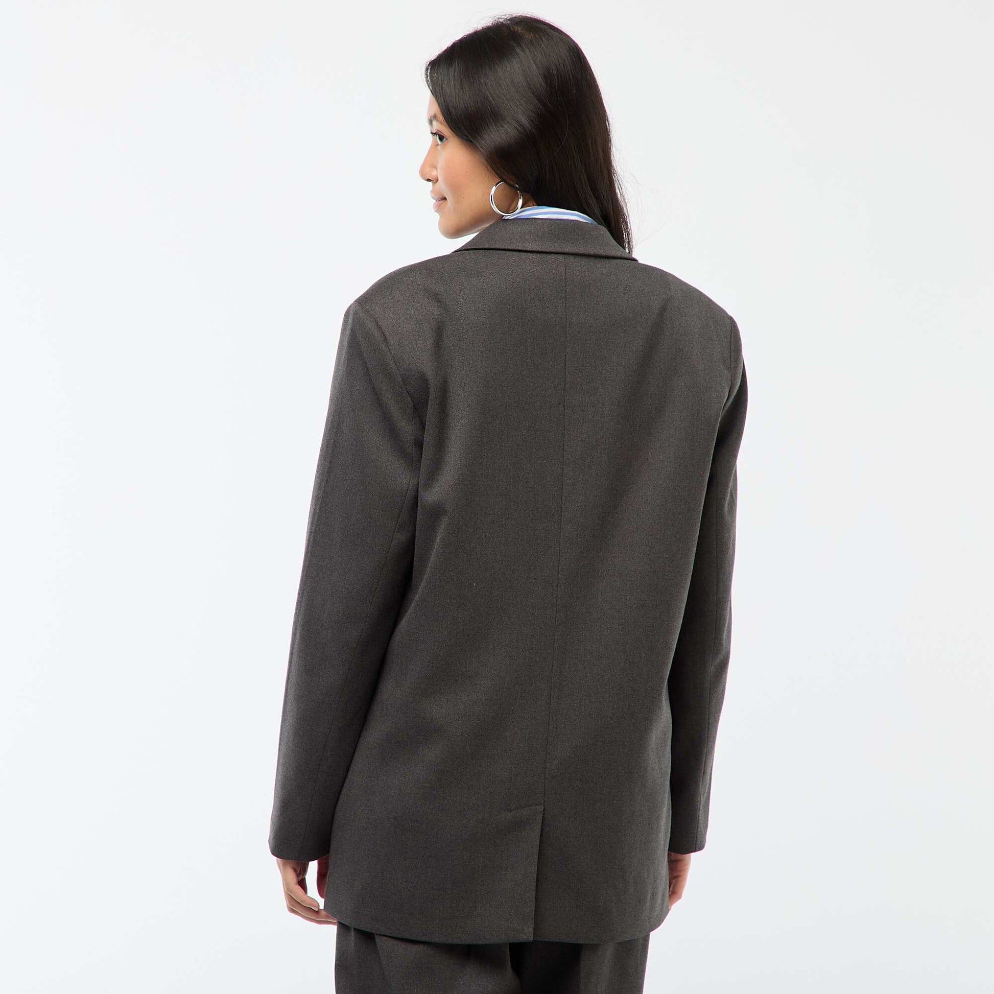 Veste de tailleur oversize en flanelle GRIS FONCé