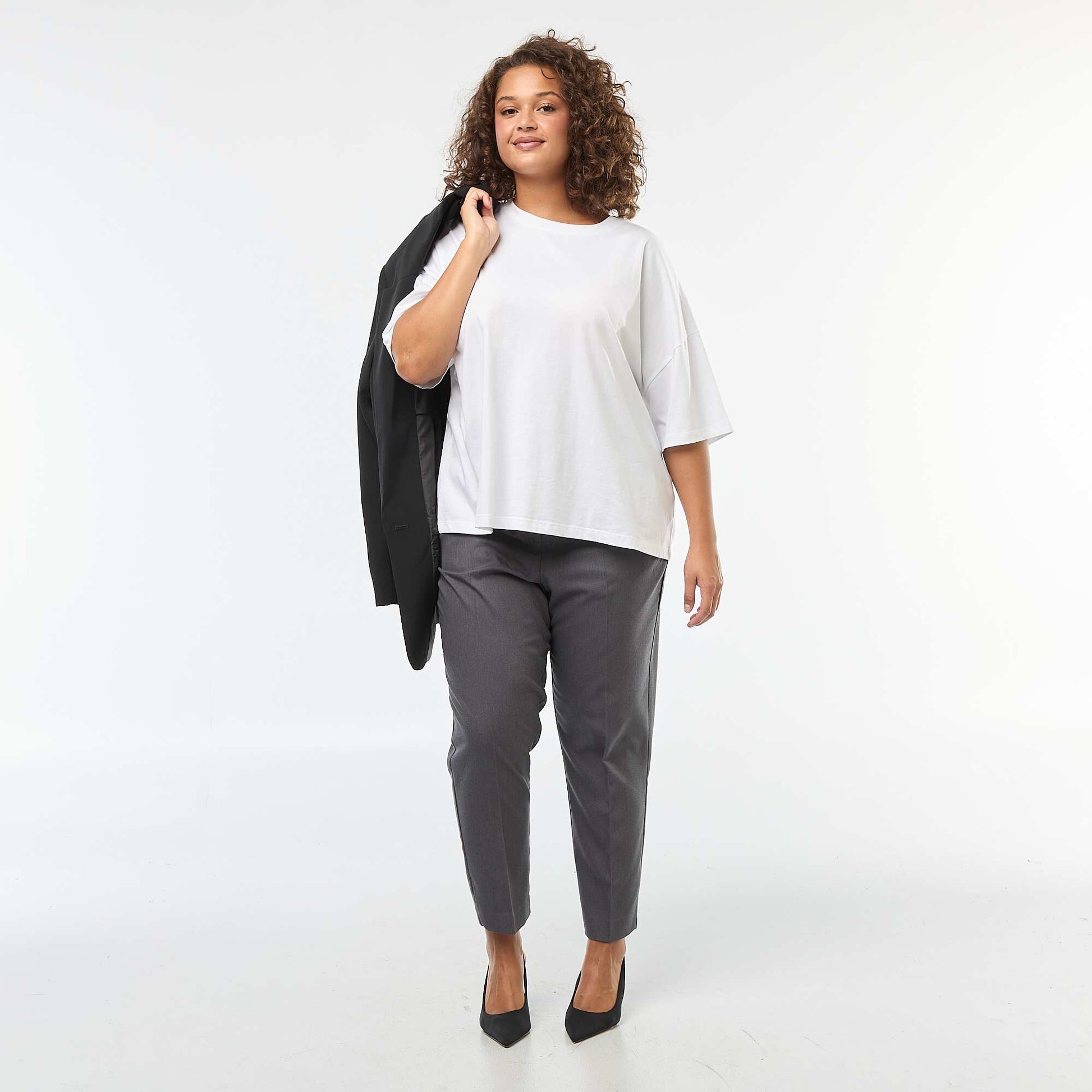 Pantalon droit taille haute GRIS