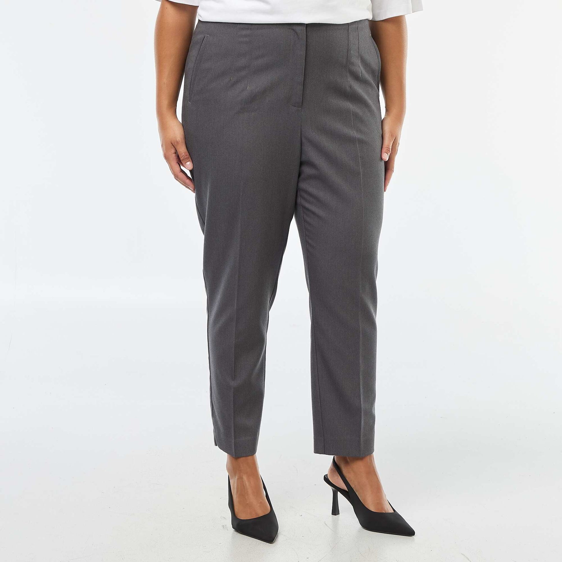 Pantalon droit taille haute GRIS