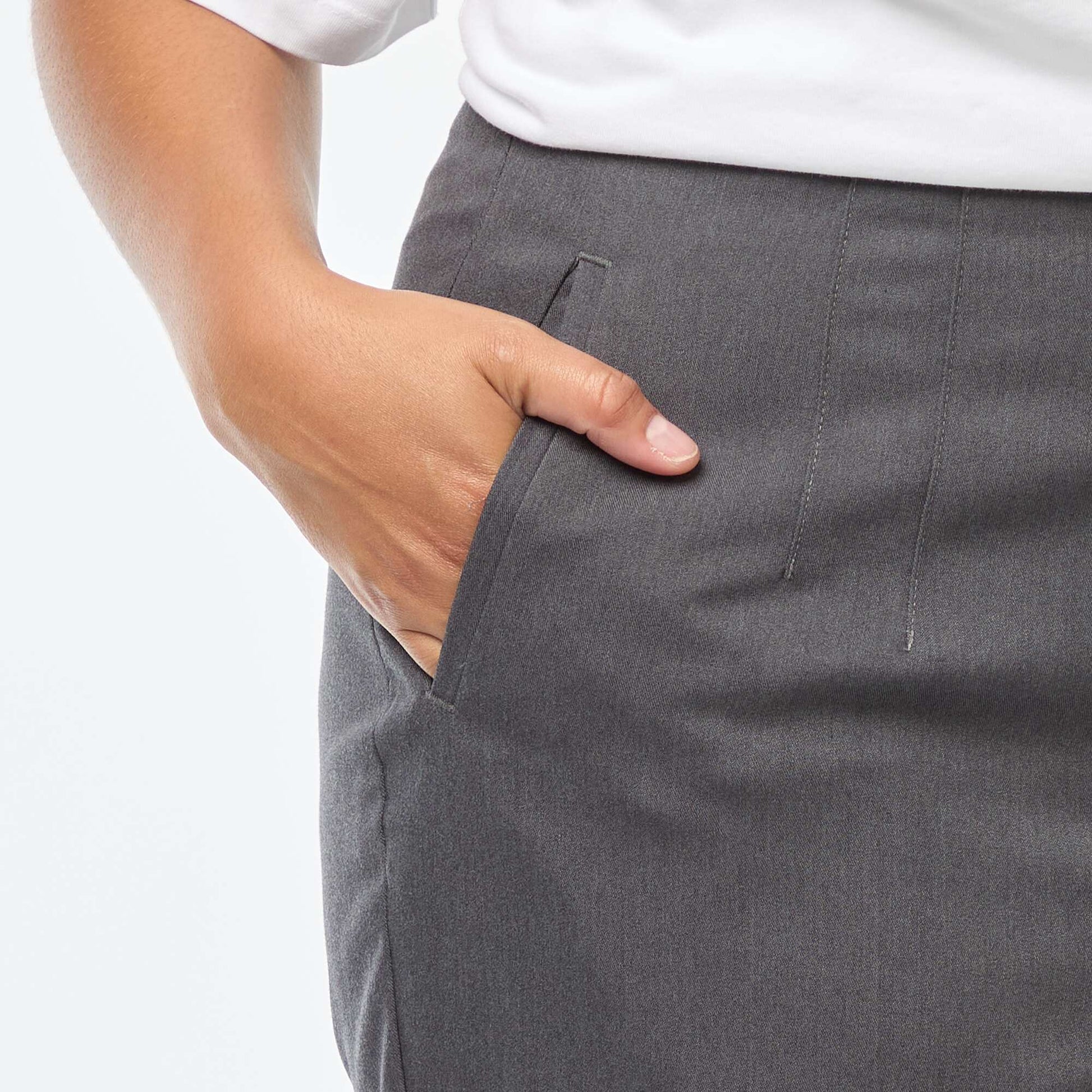 Pantalon droit taille haute GRIS