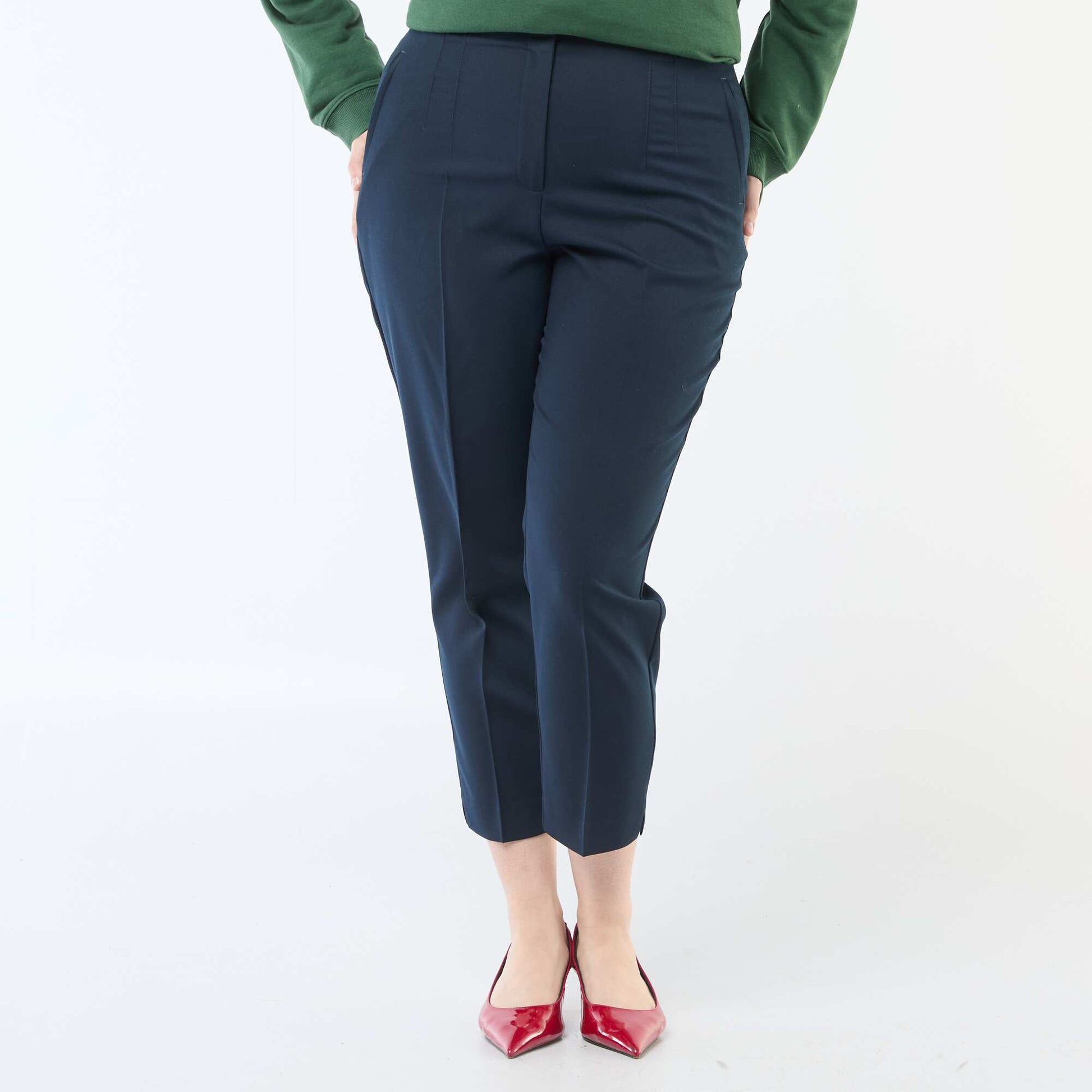 Pantalon droit taille haute BLEU