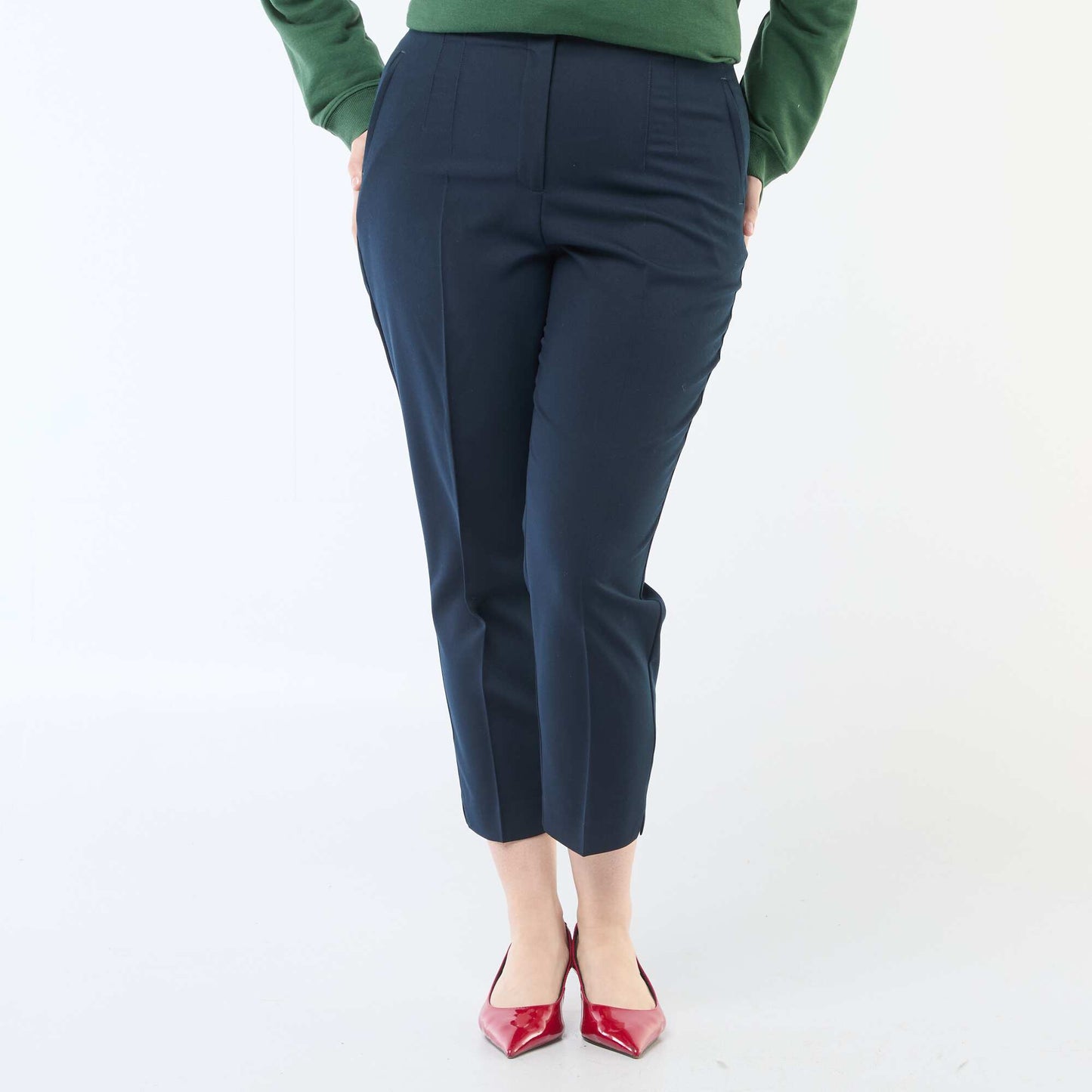Pantalon droit taille haute BLEU