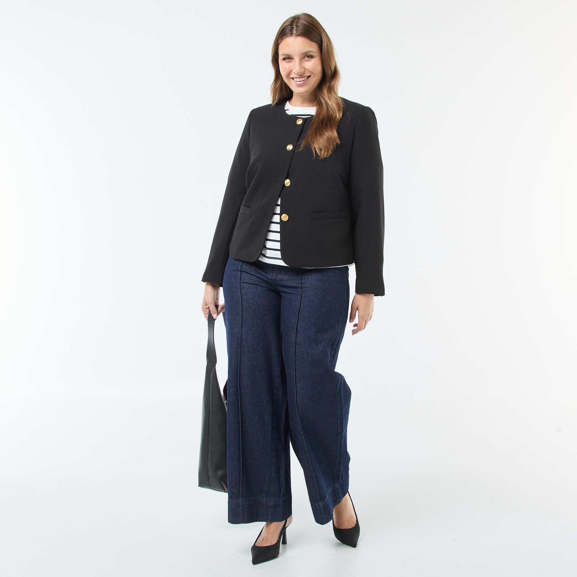 Veste courte avec boutons rétro NOIR