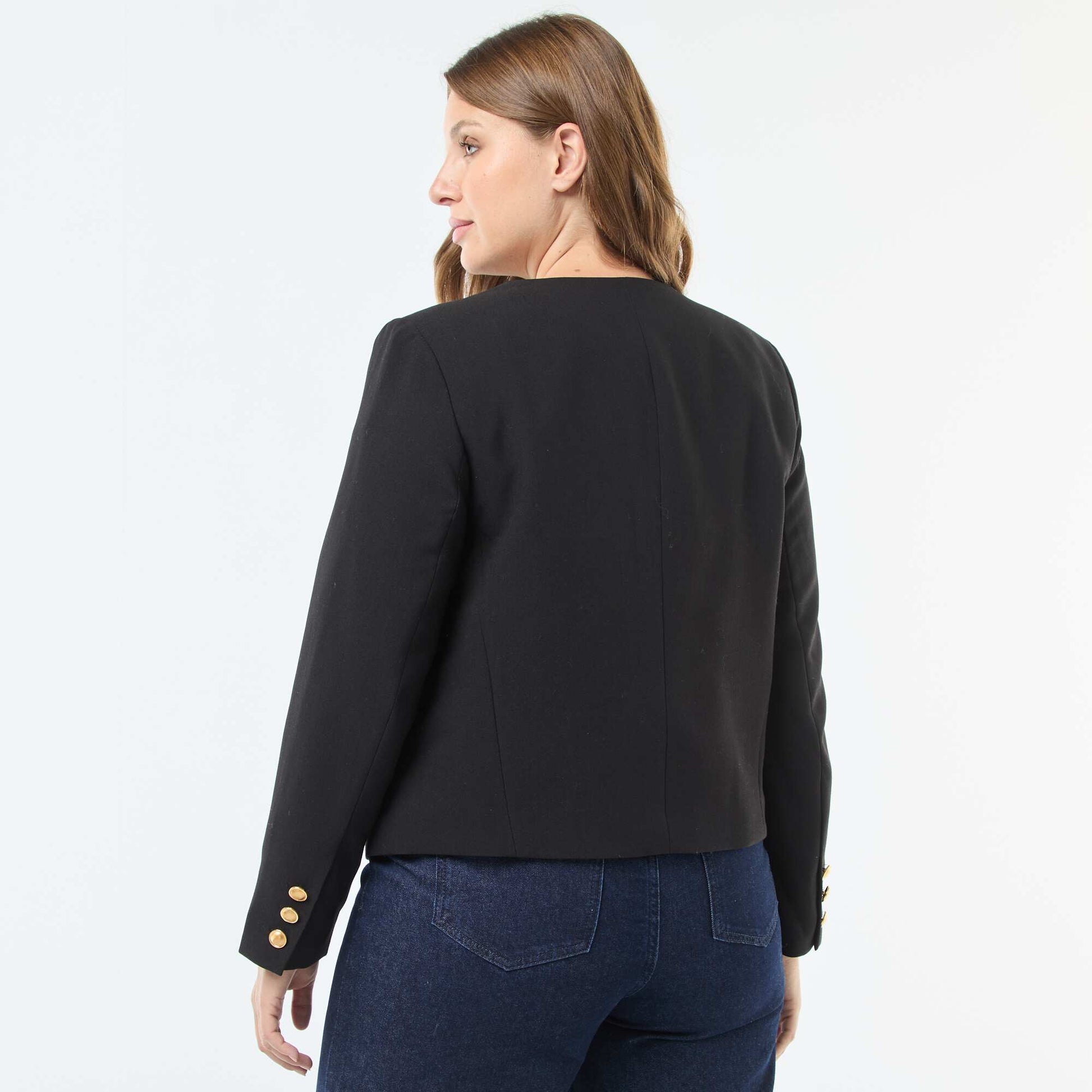 Veste courte avec boutons rétro NOIR