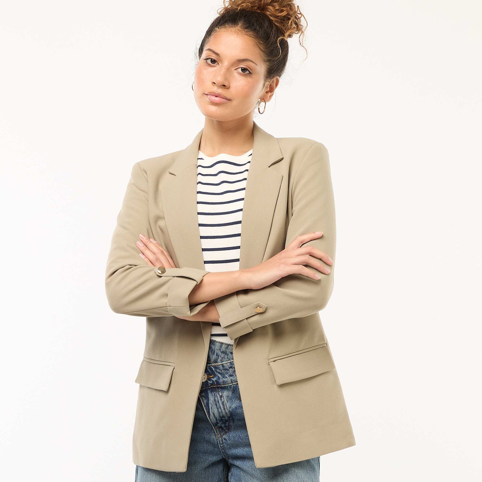 Veste tailleur avec manches 3/4 pans libres VERT