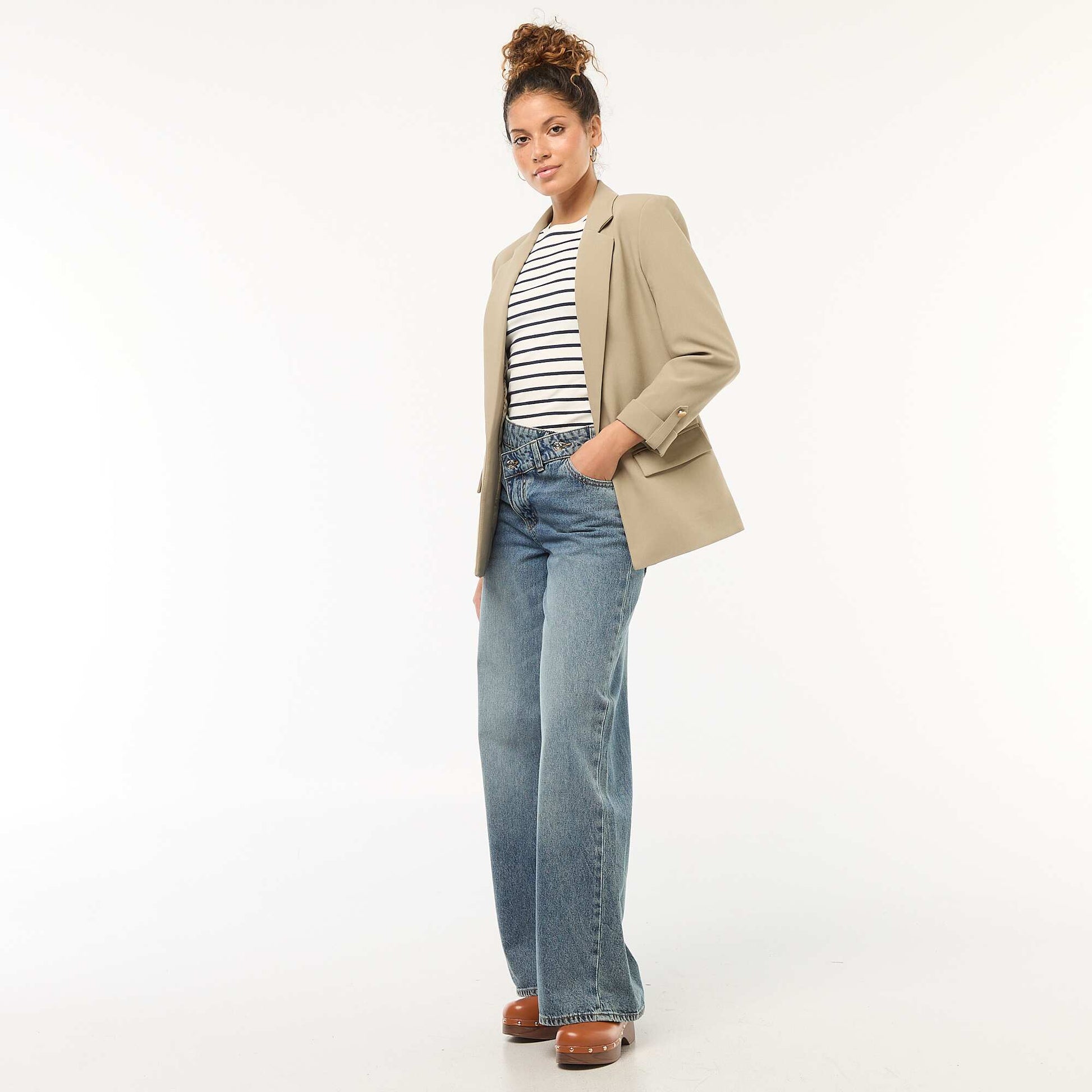 Veste tailleur avec manches 3/4 pans libres VERT