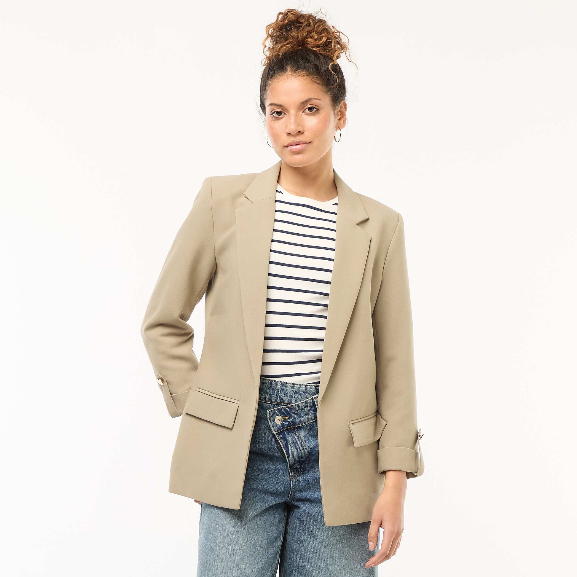 Veste tailleur avec manches 3/4 pans libres VERT