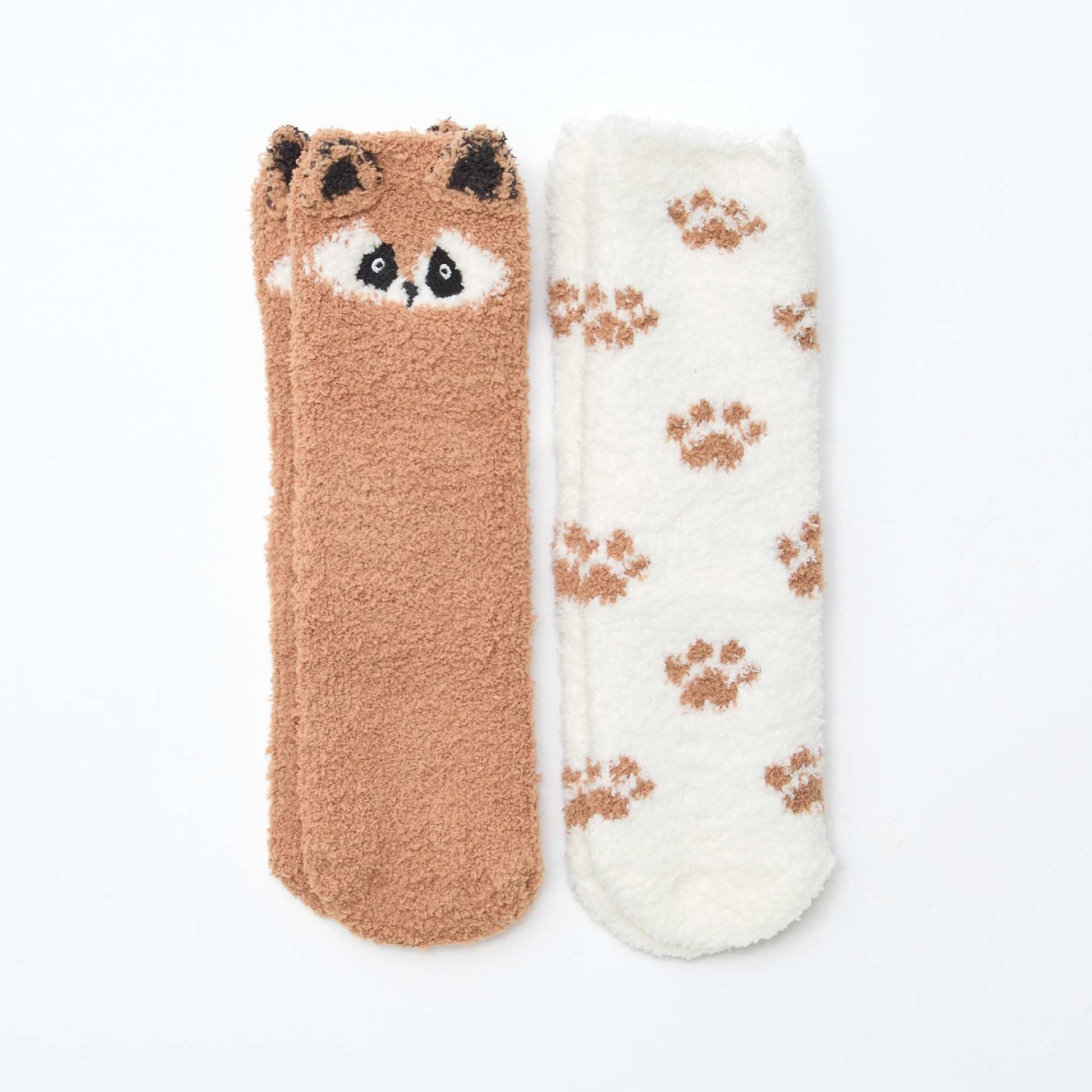 Lot de 2 paires de chaussettes fantaisie MARRON