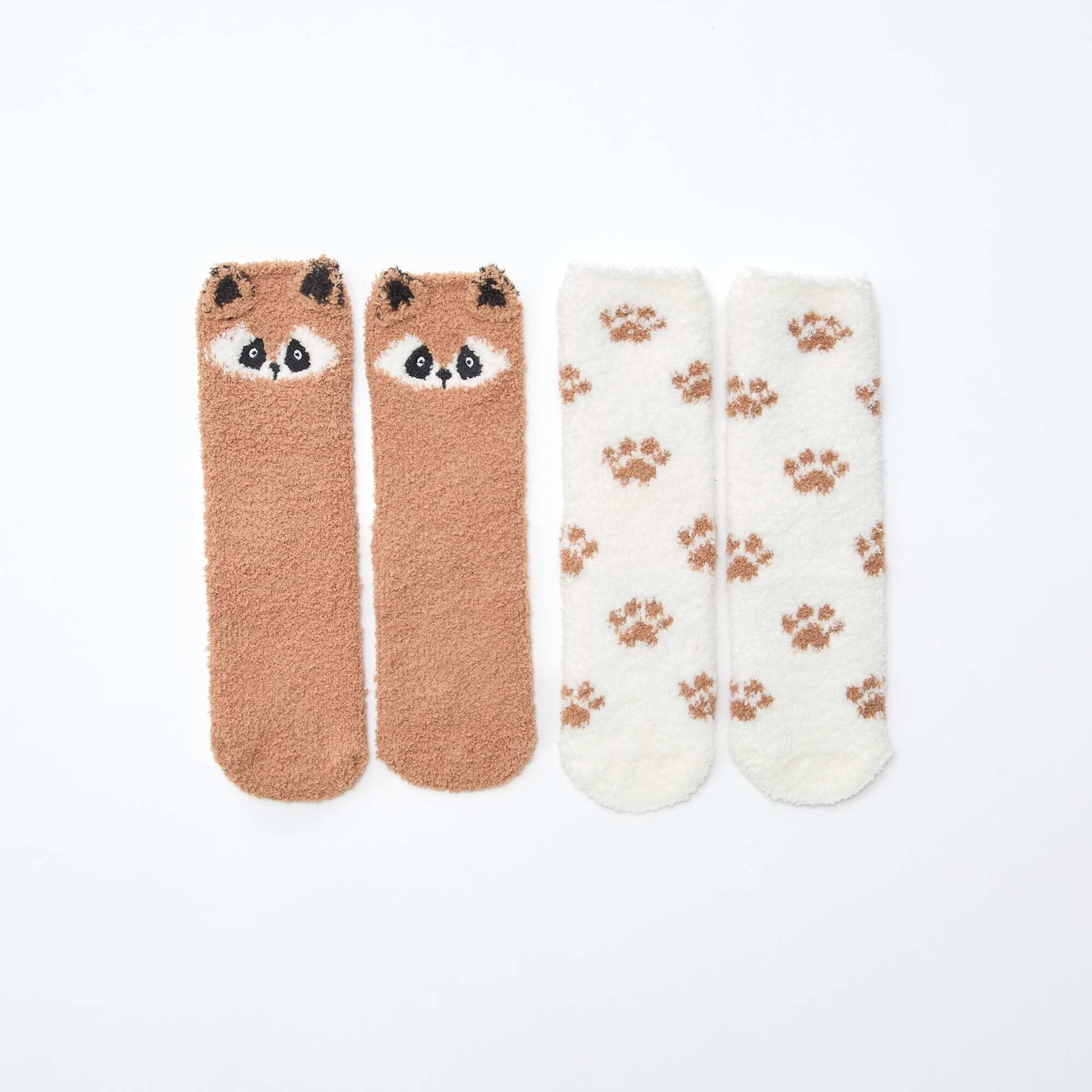 Lot de 2 paires de chaussettes fantaisie MARRON