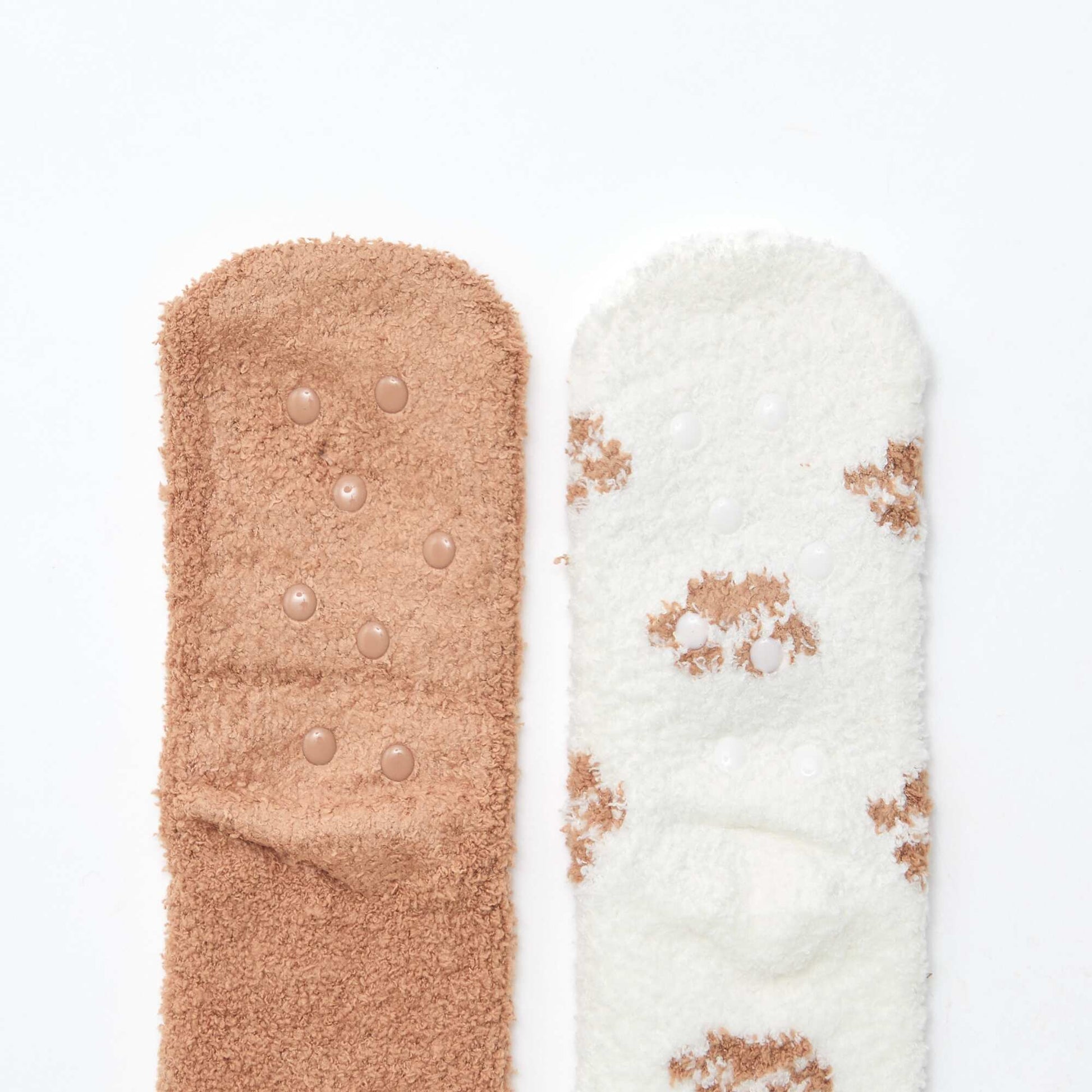 Lot de 2 paires de chaussettes fantaisie MARRON