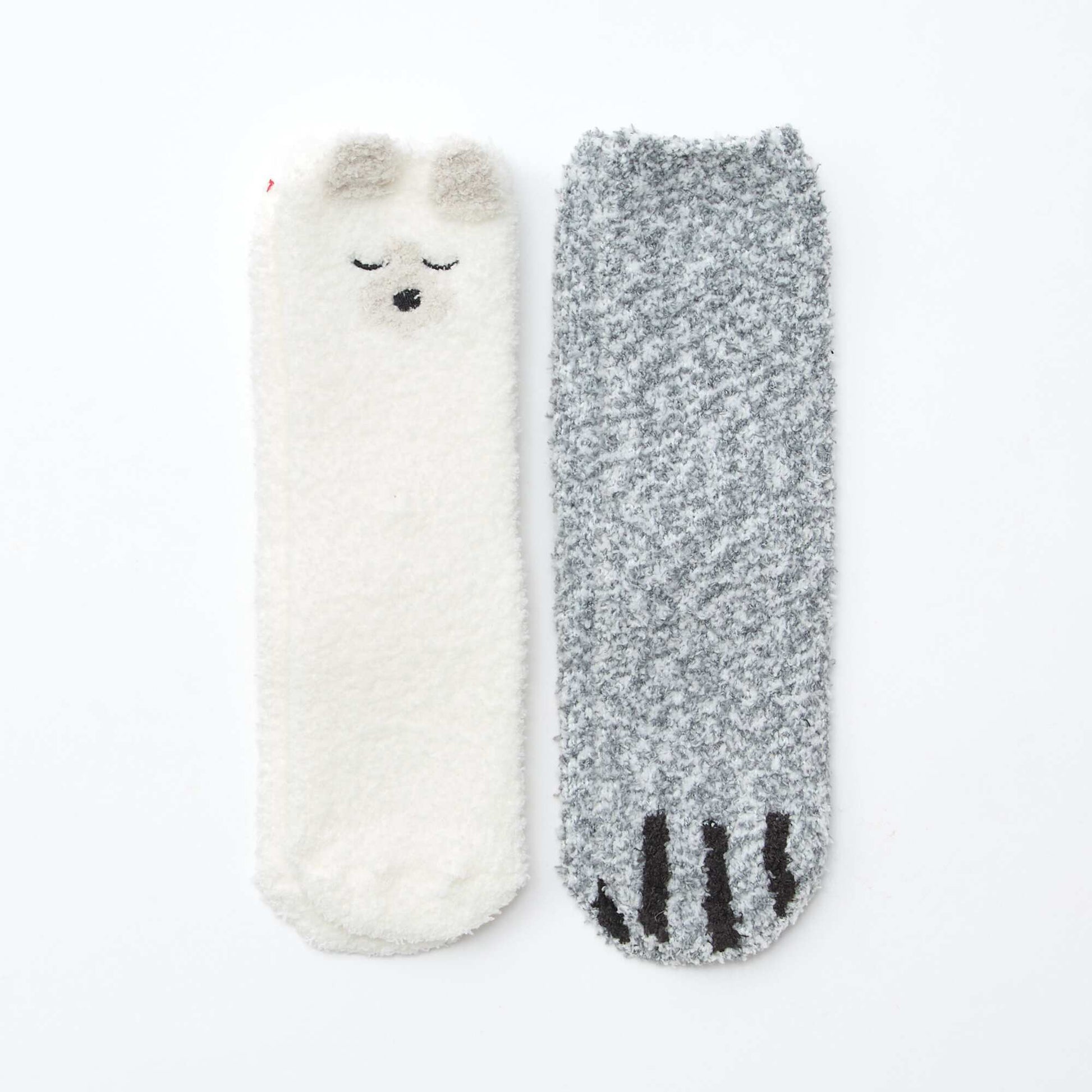 Lot de 2 paires de chaussettes fantaisie GRIS