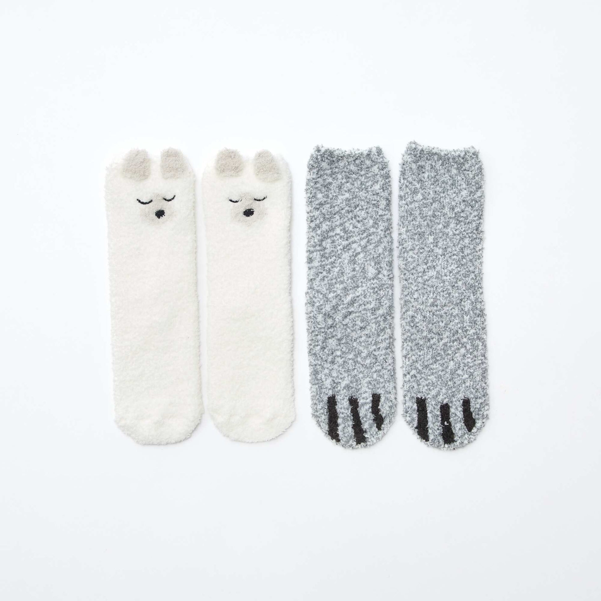 Lot de 2 paires de chaussettes fantaisie GRIS
