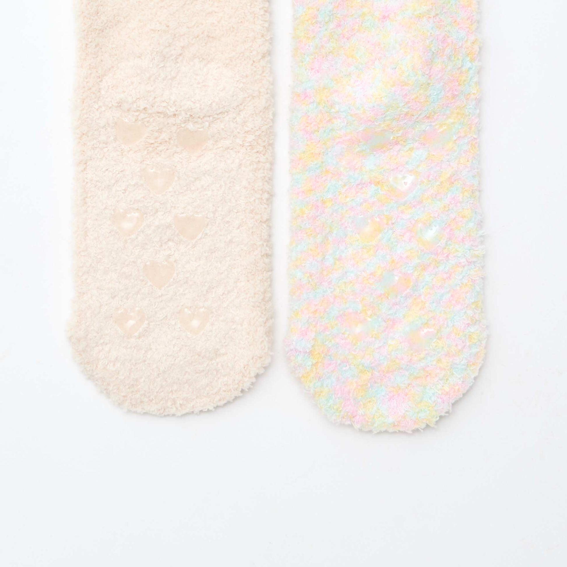 Lot de 2 paires de chaussettes doudou fantaisie ROSE